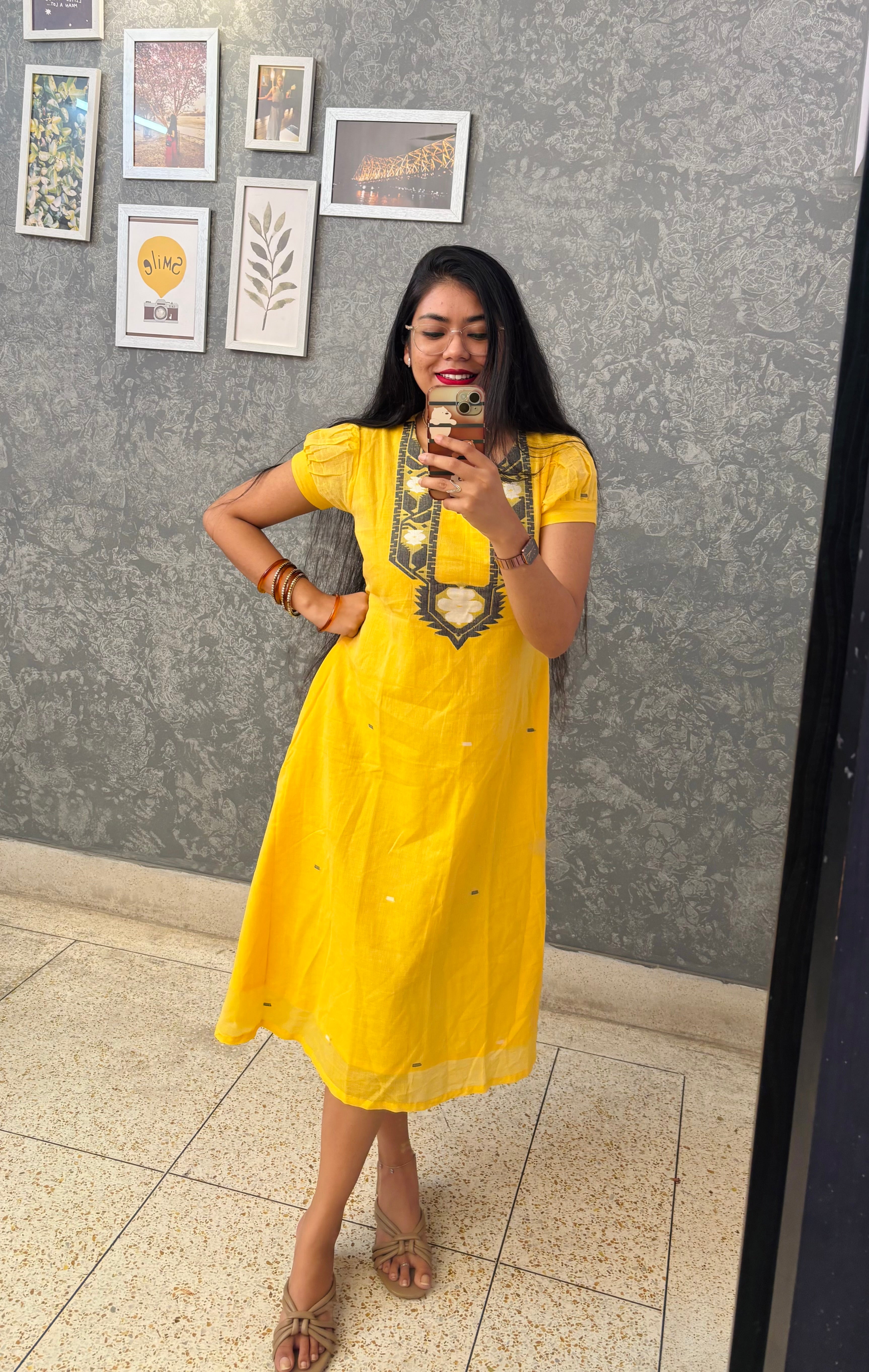 Surjyamukhi - Handloom jamdani cotton dress/ kurta