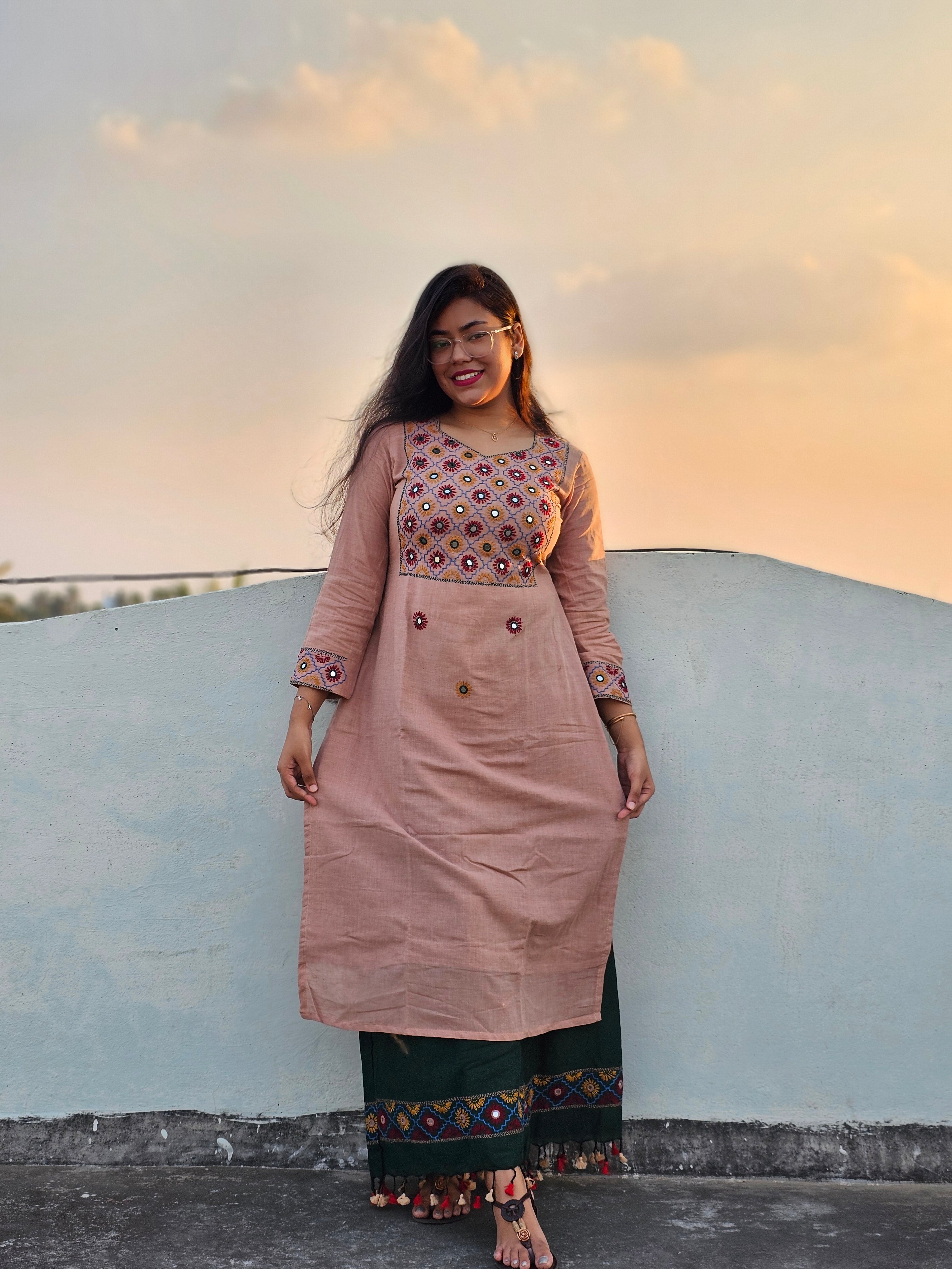 Handloom Kantha Kurta Pant Set