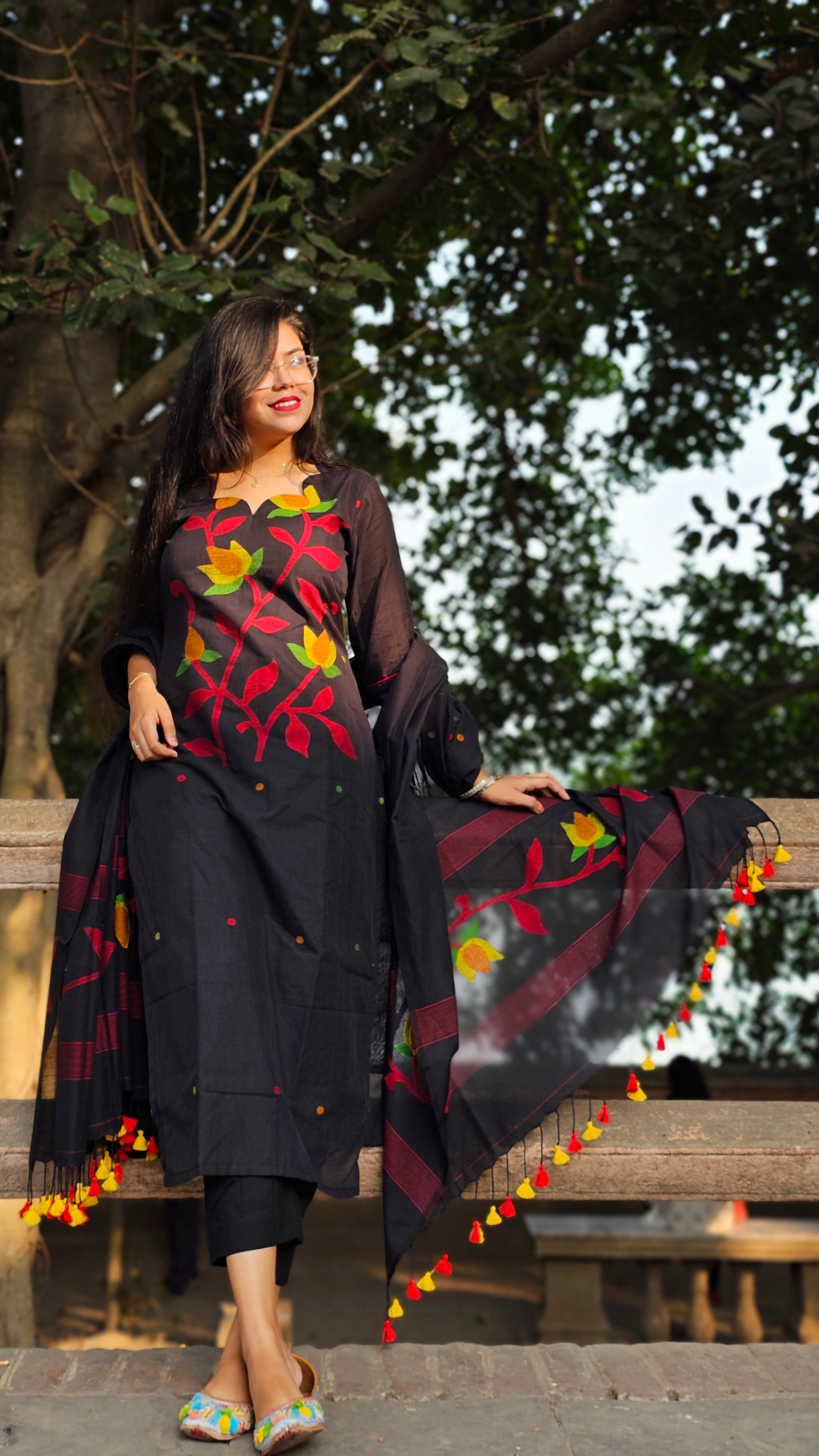 Handloom "KOMAL" Jamdani Suit Set