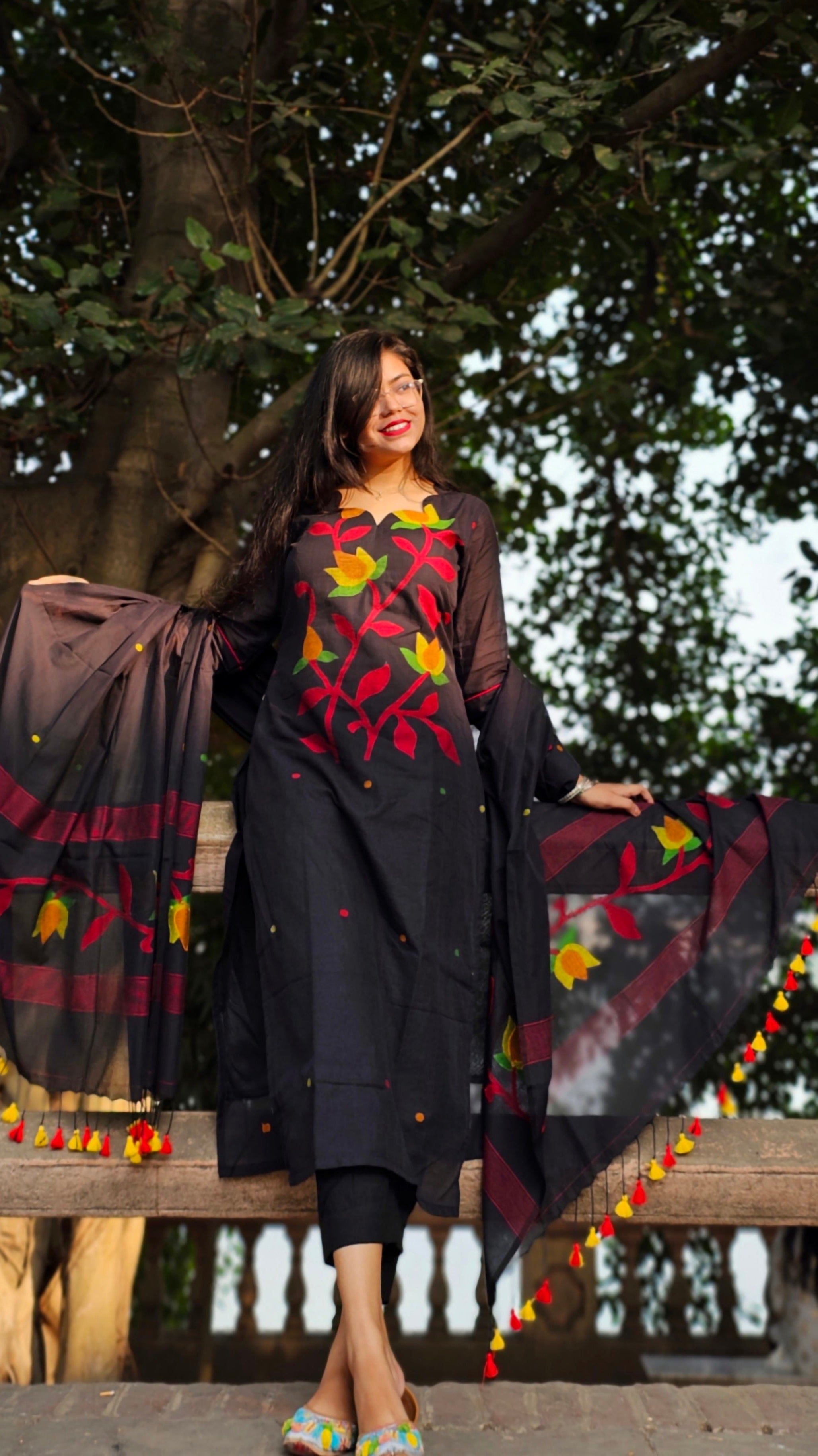 Handloom "KOMAL" Jamdani Suit Set
