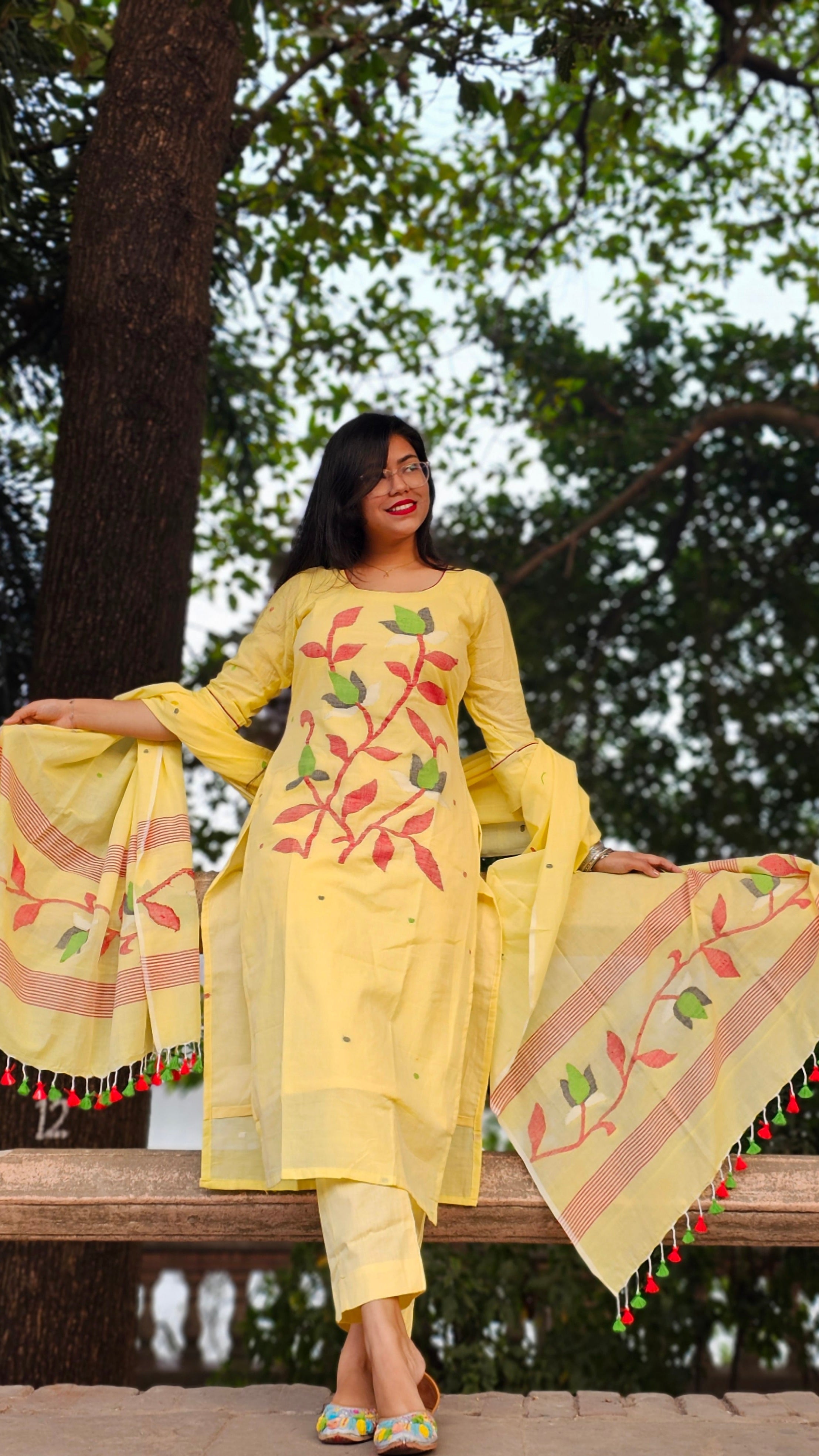 Handloom "KOMAL" Jamdani Suit Set