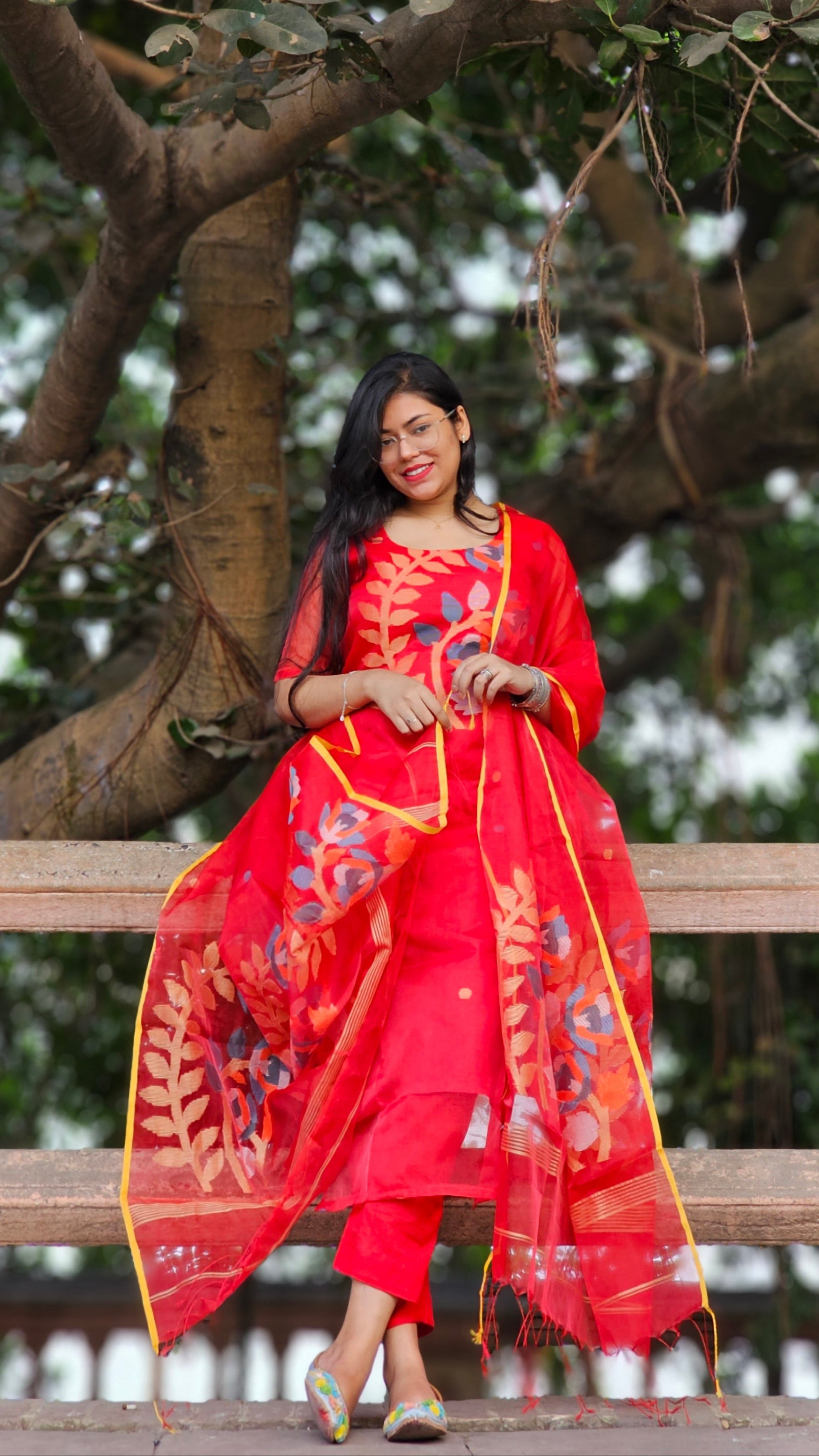 HANDLOOM MUSLIN JAMDANI SUIT SET