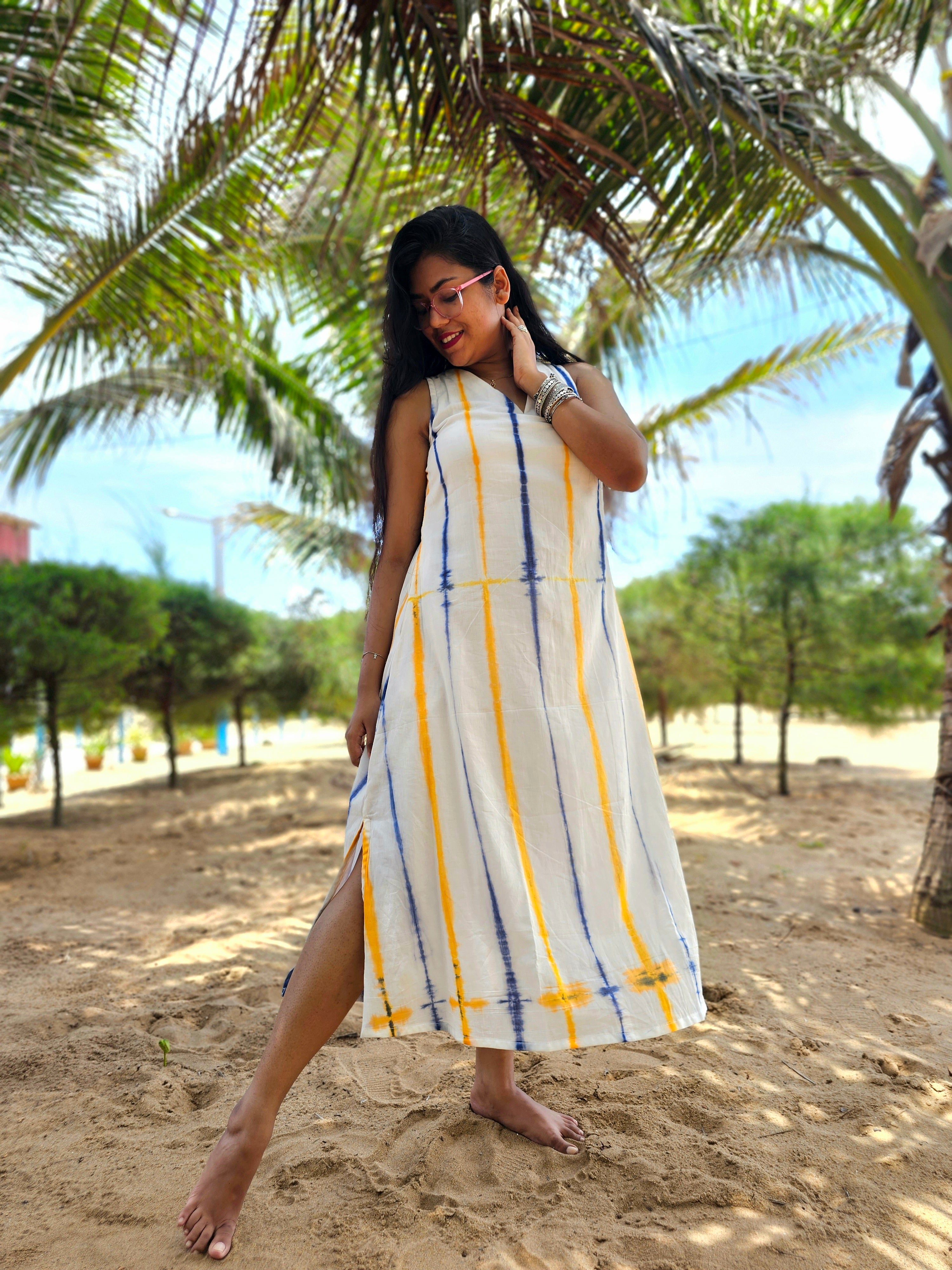 Inara White Dye-Verse Kurta Pant Set