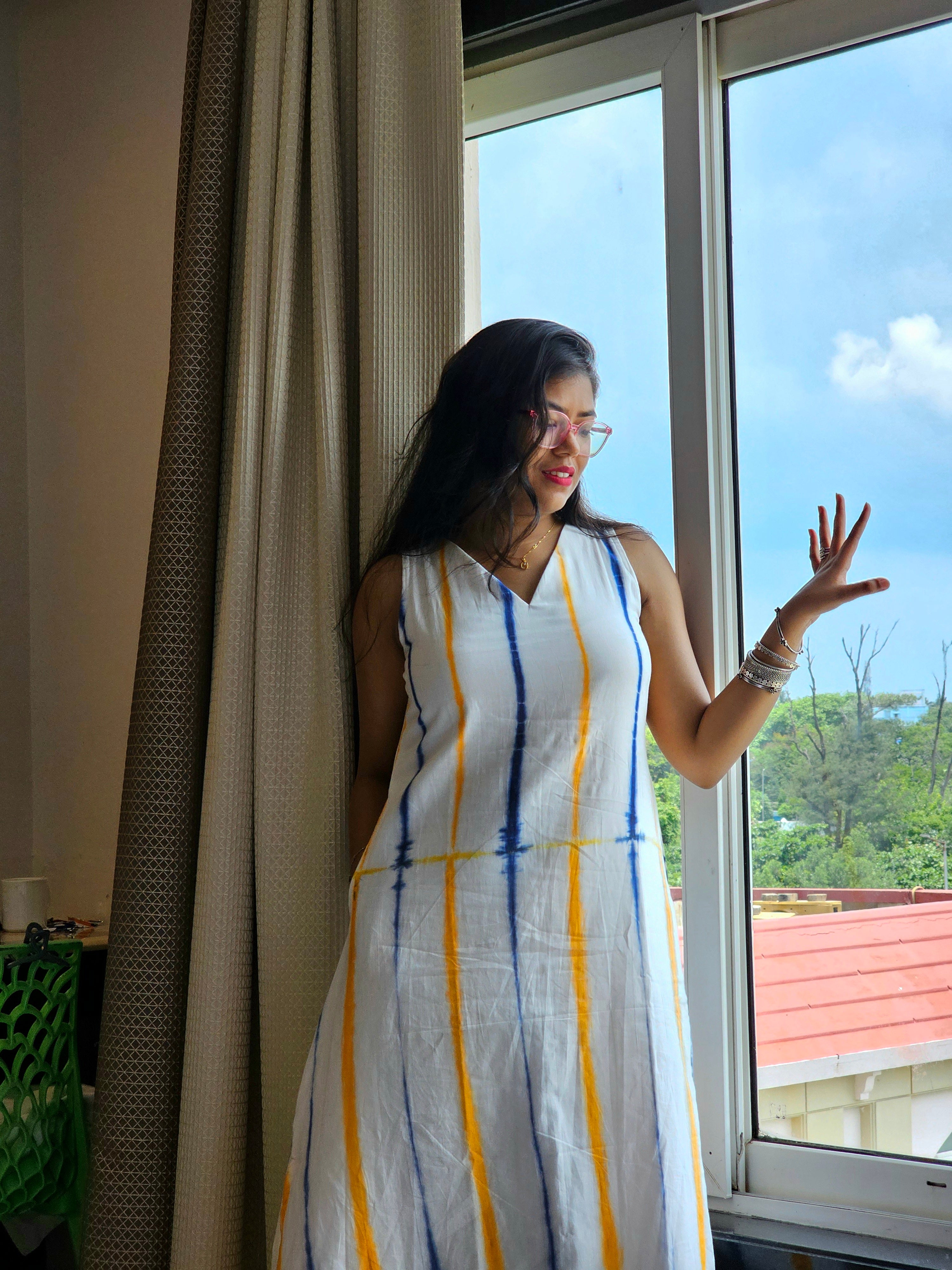 Inara White Dye-Verse Kurta Pant Set