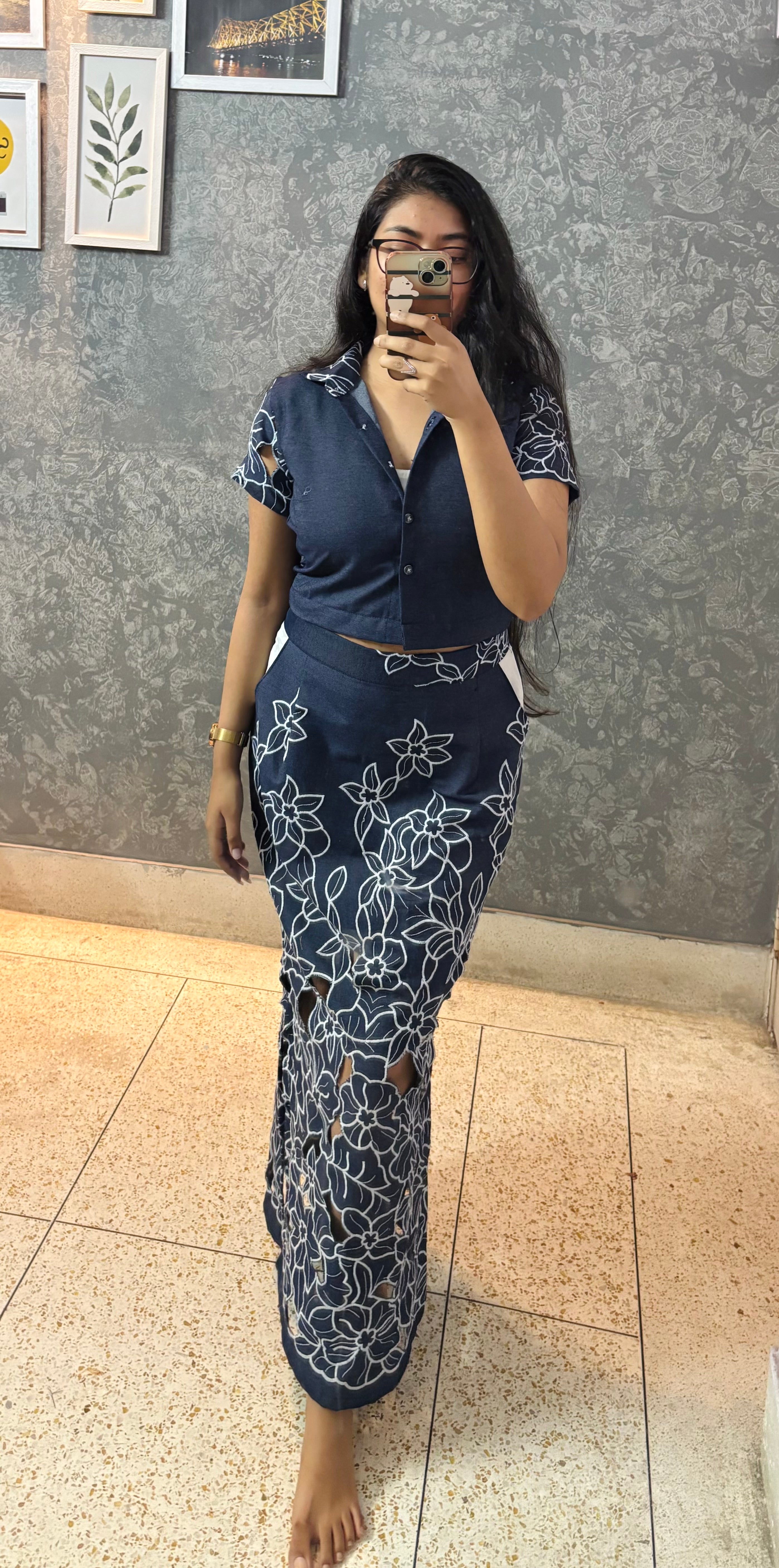 DENIM IN BLOOM ( SKIRT CO-ORD SET)