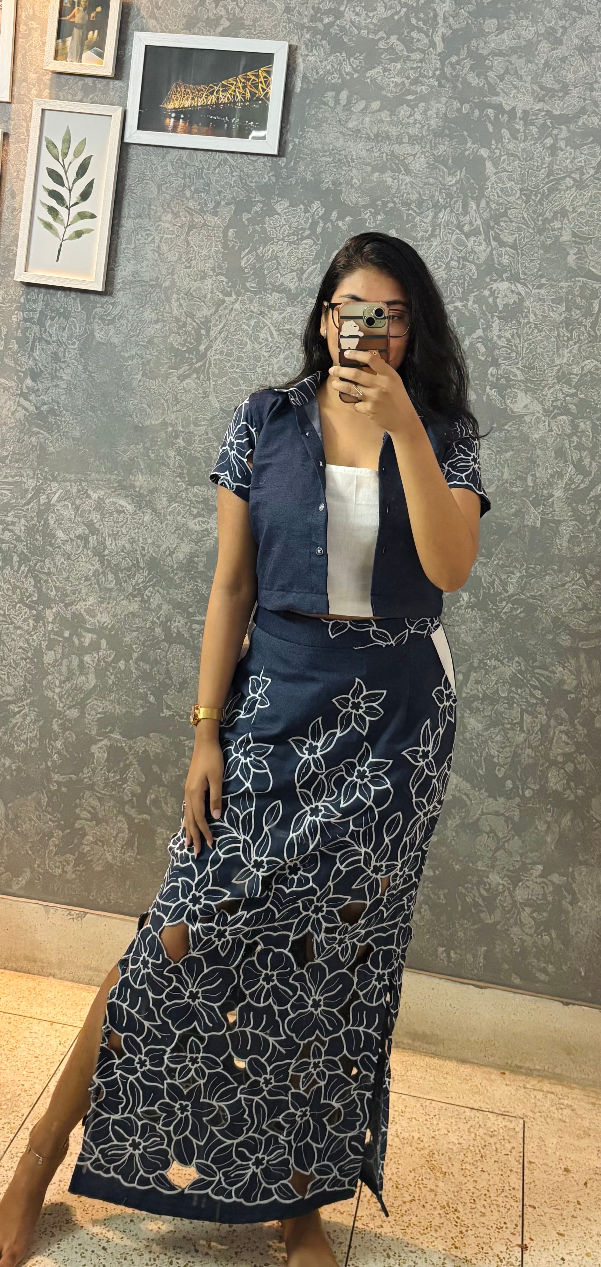 DENIM IN BLOOM ( SKIRT CO-ORD SET)