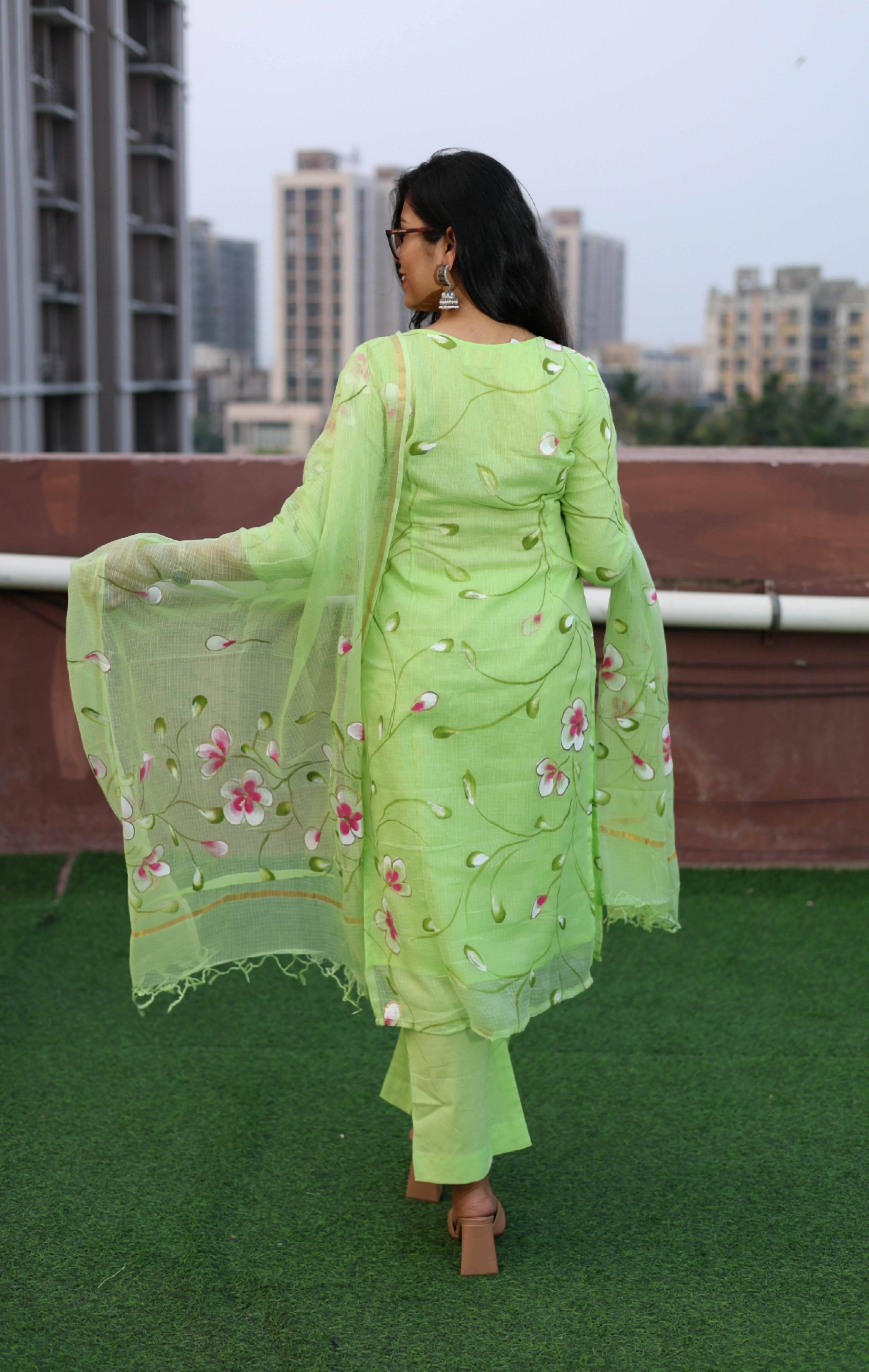 PISTACHIO KOTA HANDPAINTED SUIT SET