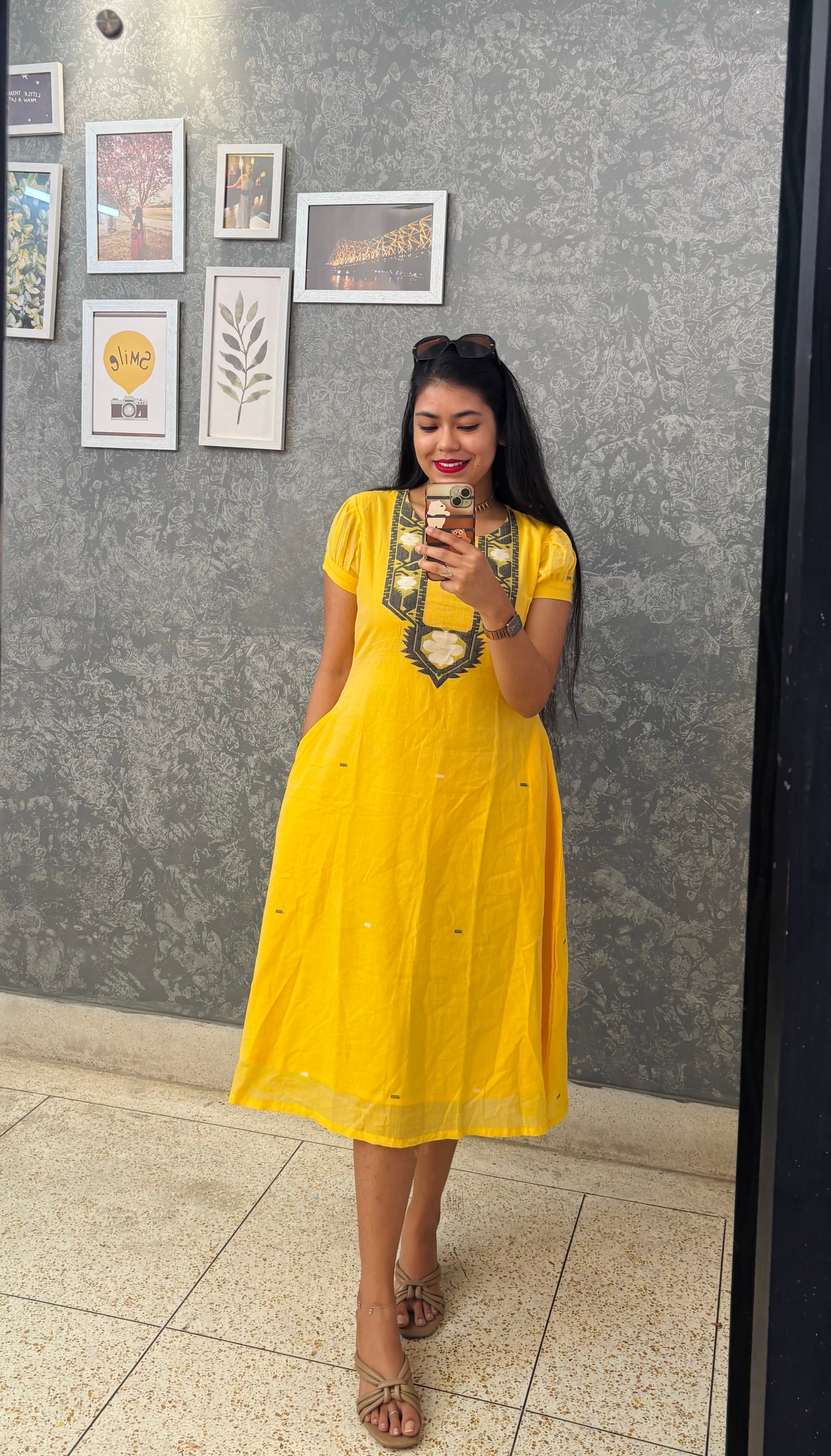 Surjyamukhi - Handloom jamdani cotton dress/ kurta