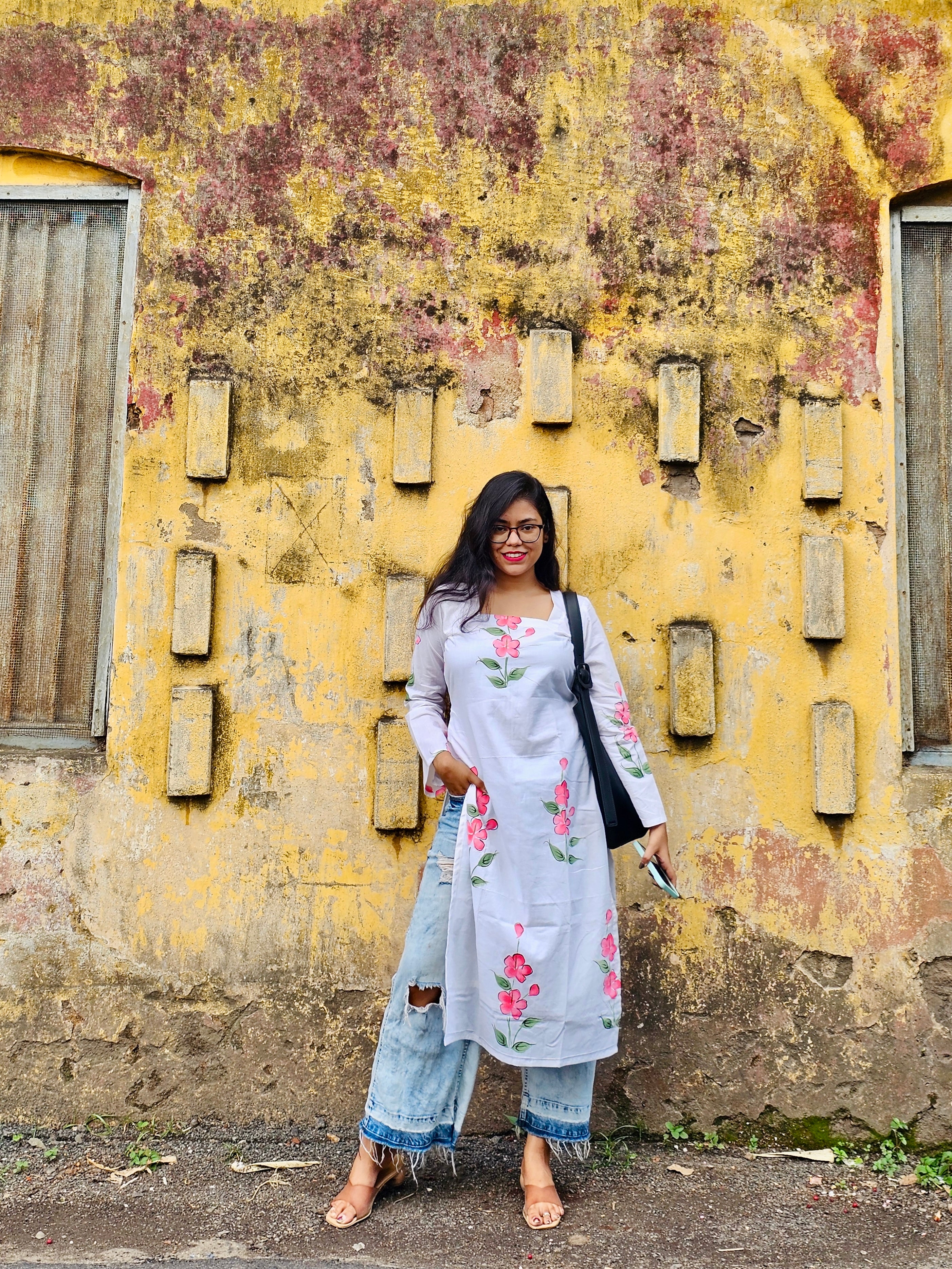 Summer bloom handpainted cotton kurta