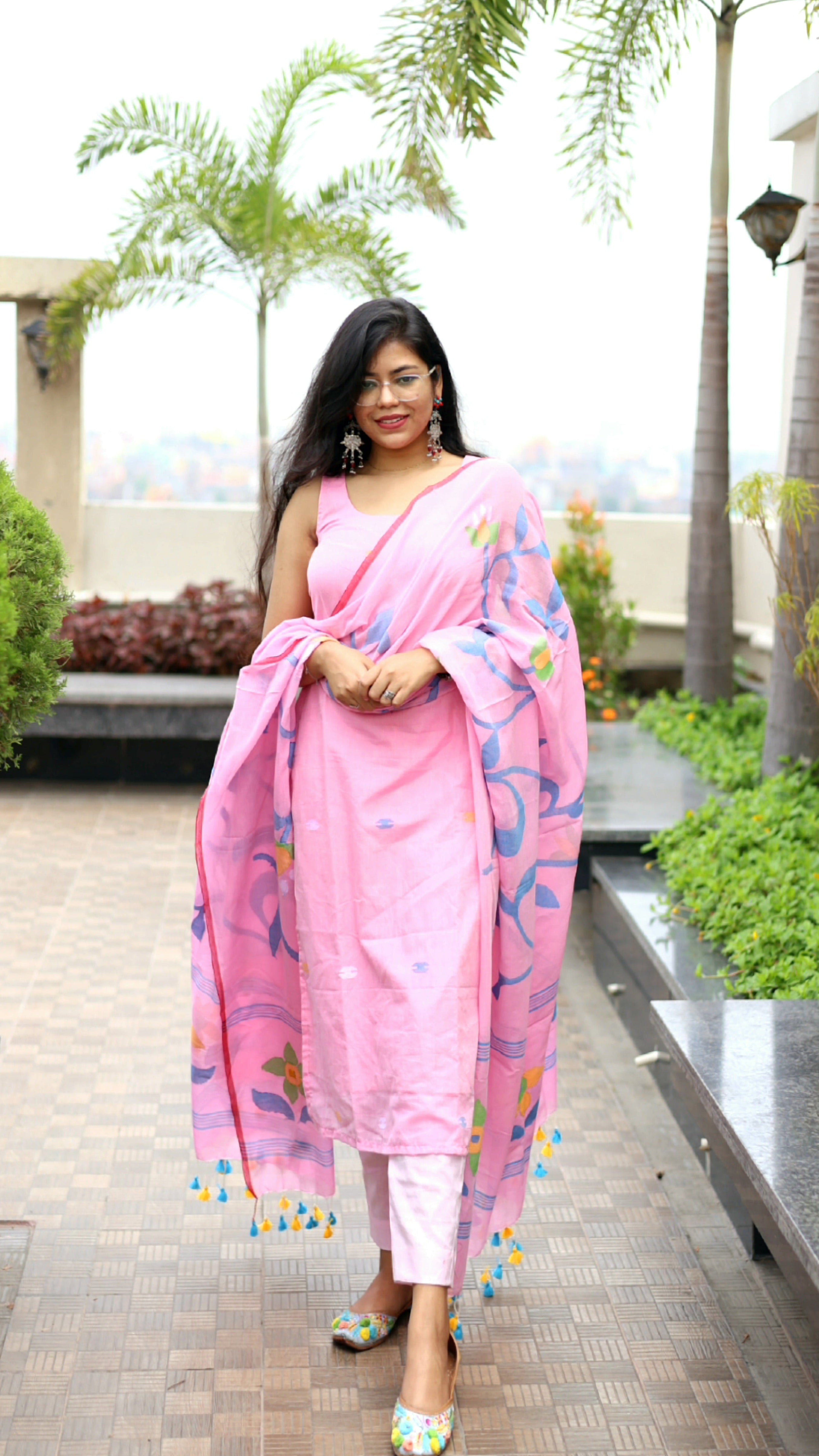 Handloom "Lata" Jamdani Suit Set