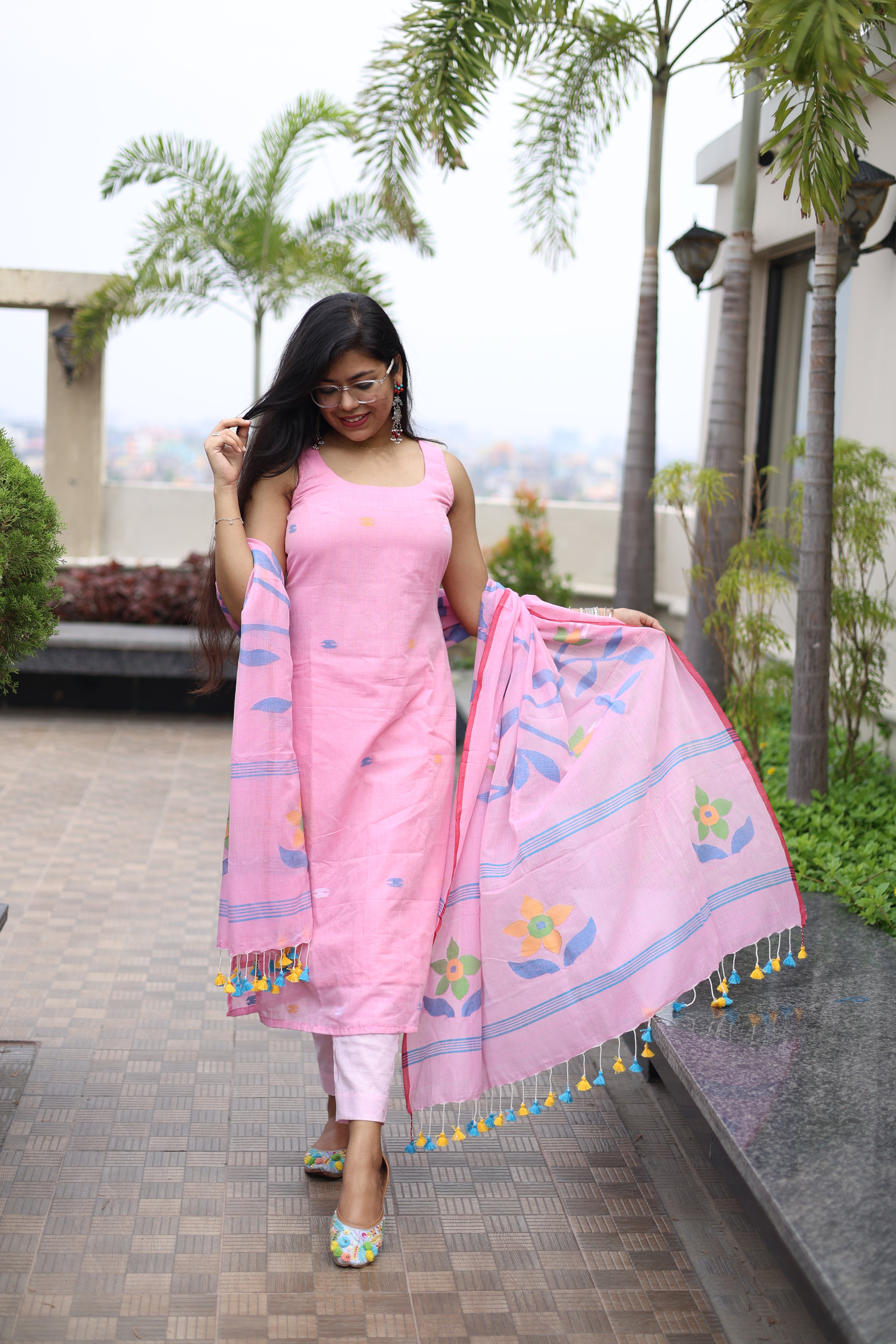 Handloom "Lata" Jamdani Suit Set