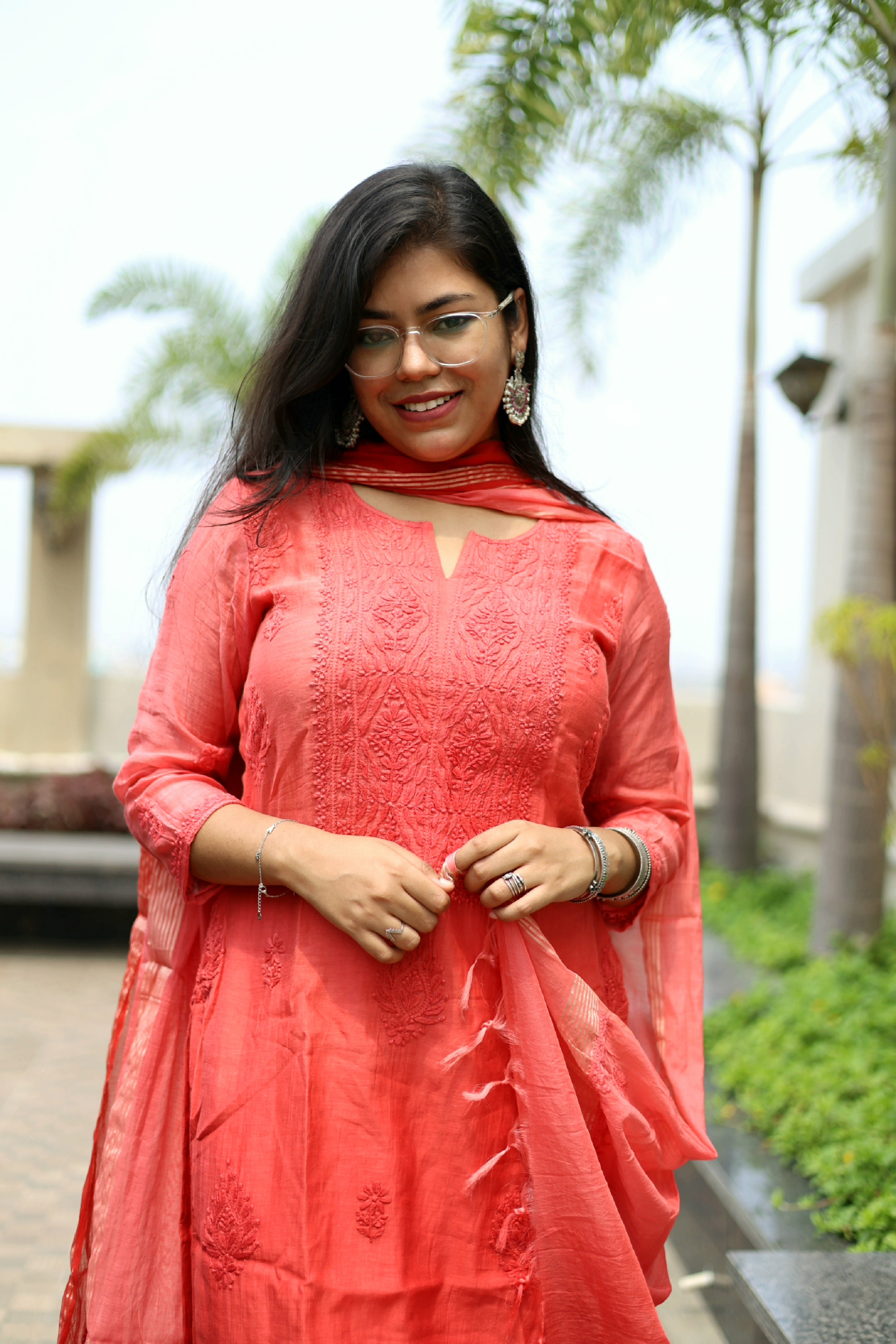 Mul-Chanderi Chikankari Suit Set