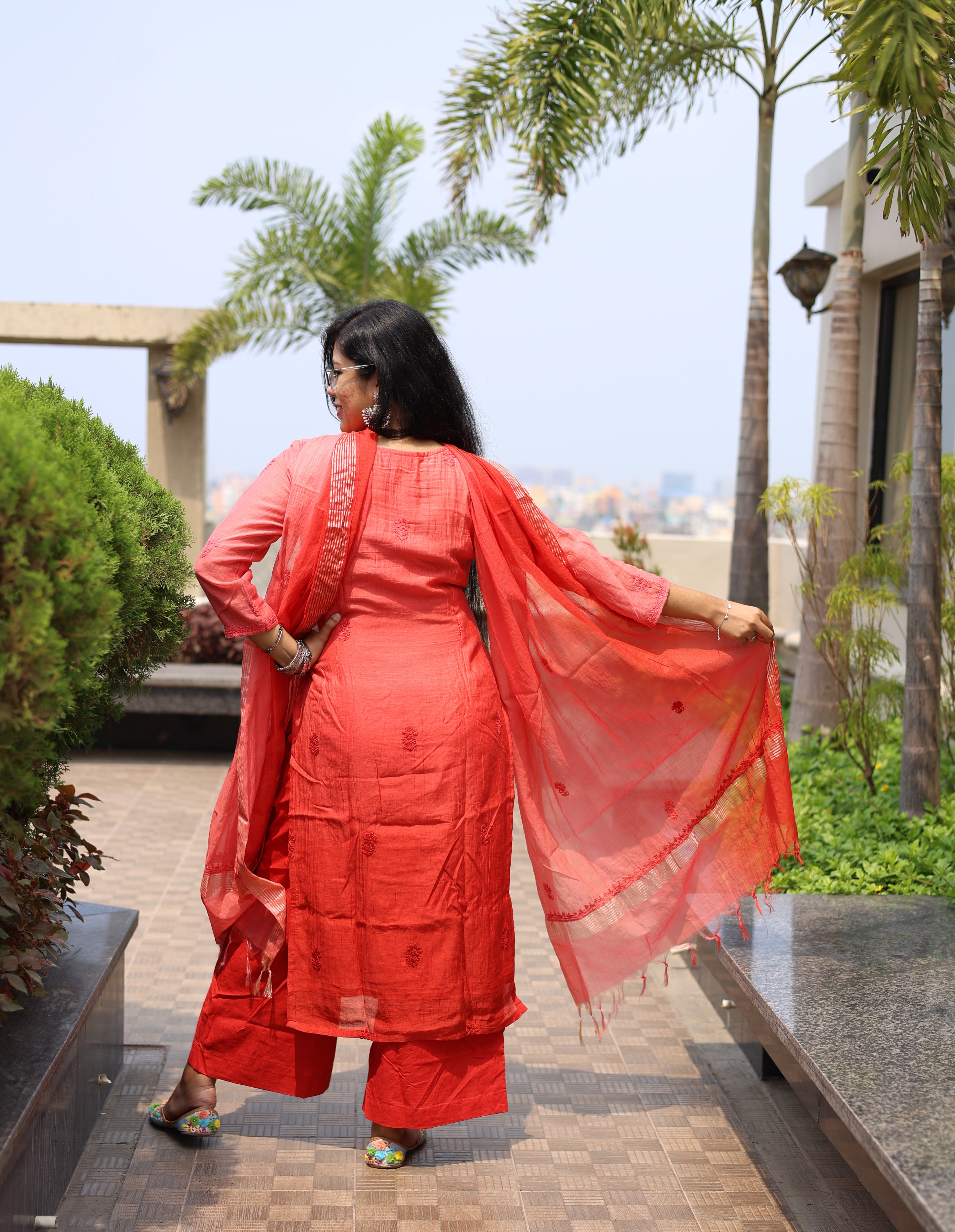 Mul-Chanderi Chikankari Suit Set
