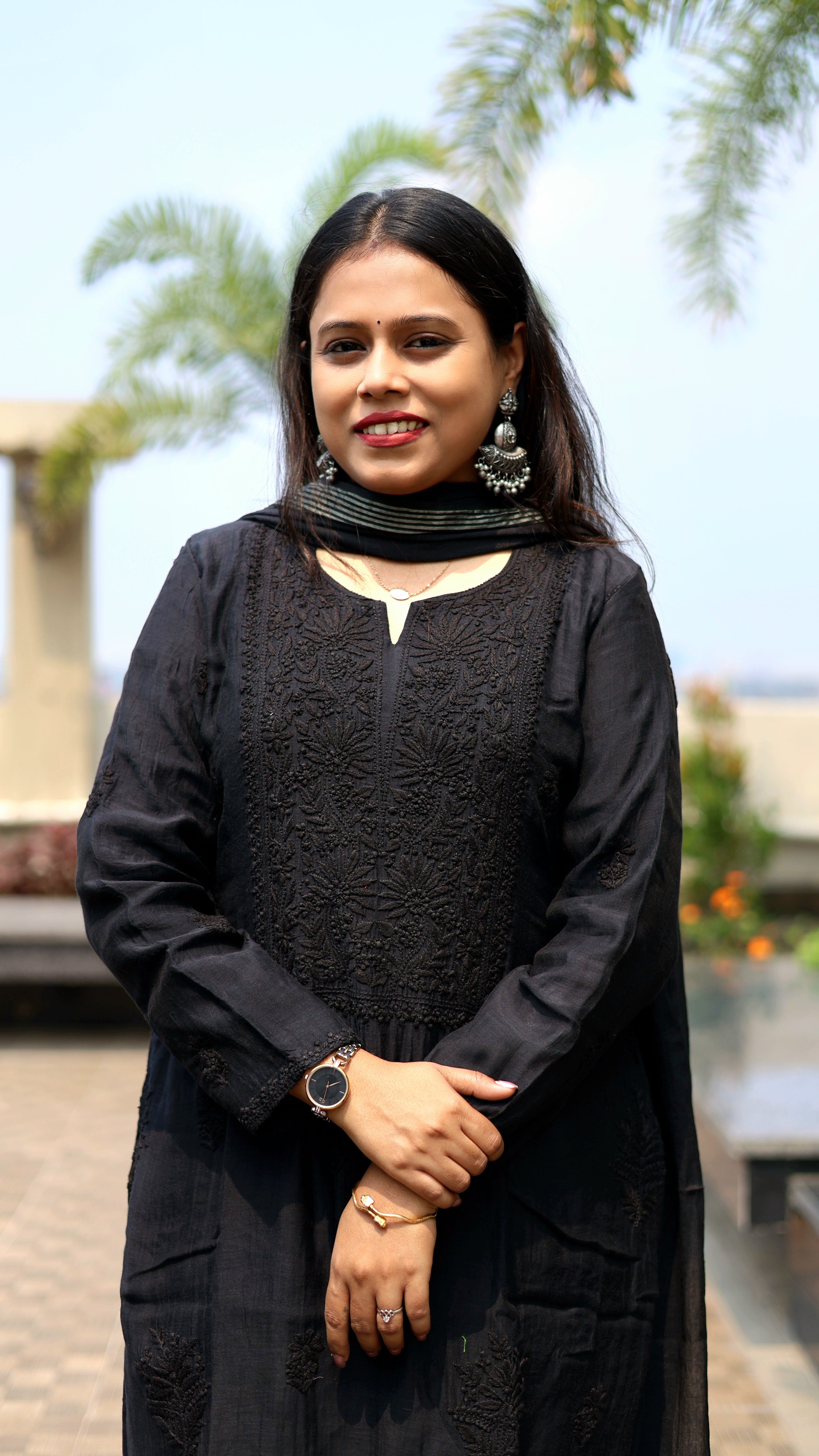 Mul-Chanderi Chikankari Suit Set
