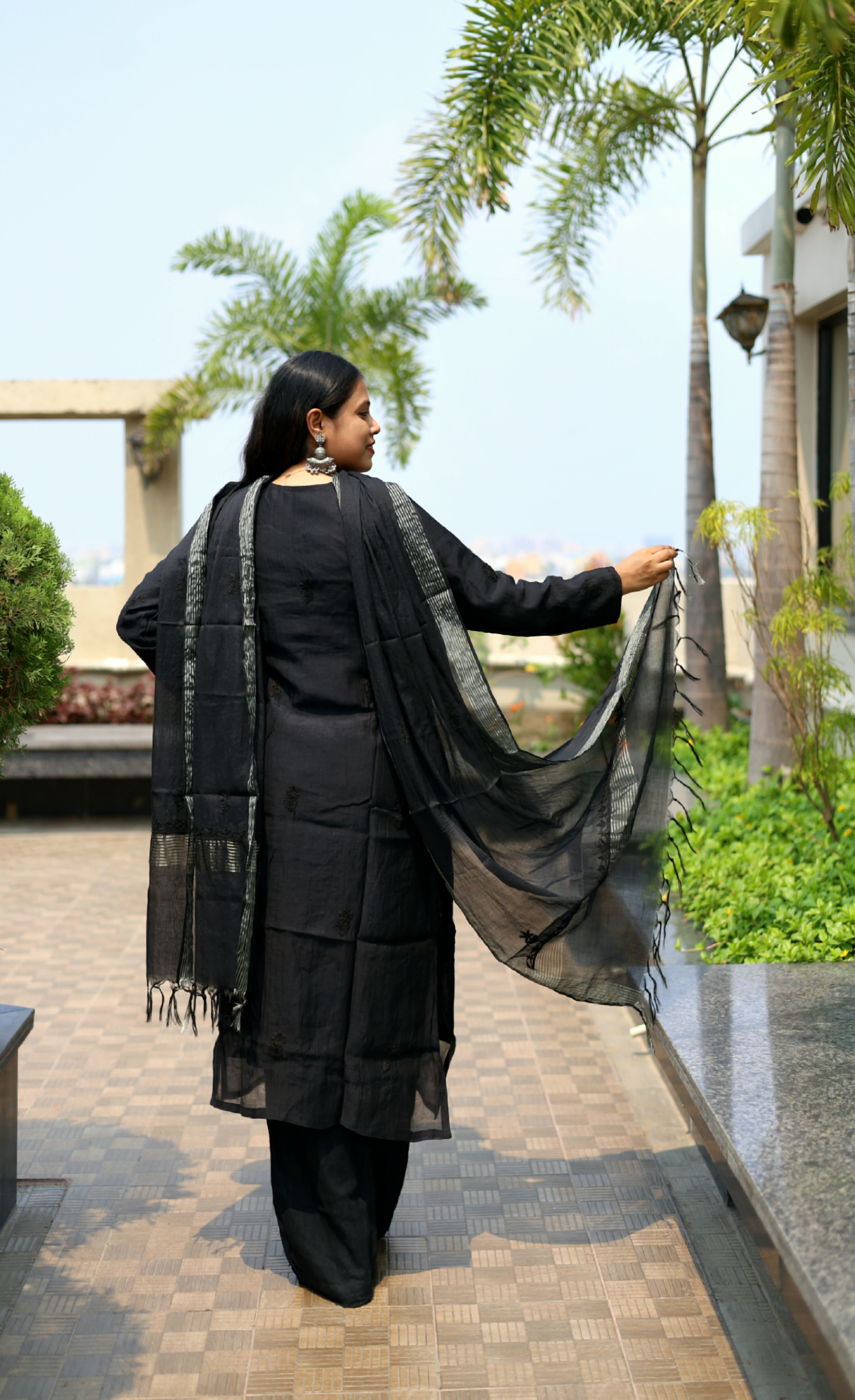 Mul-Chanderi Chikankari Suit Set