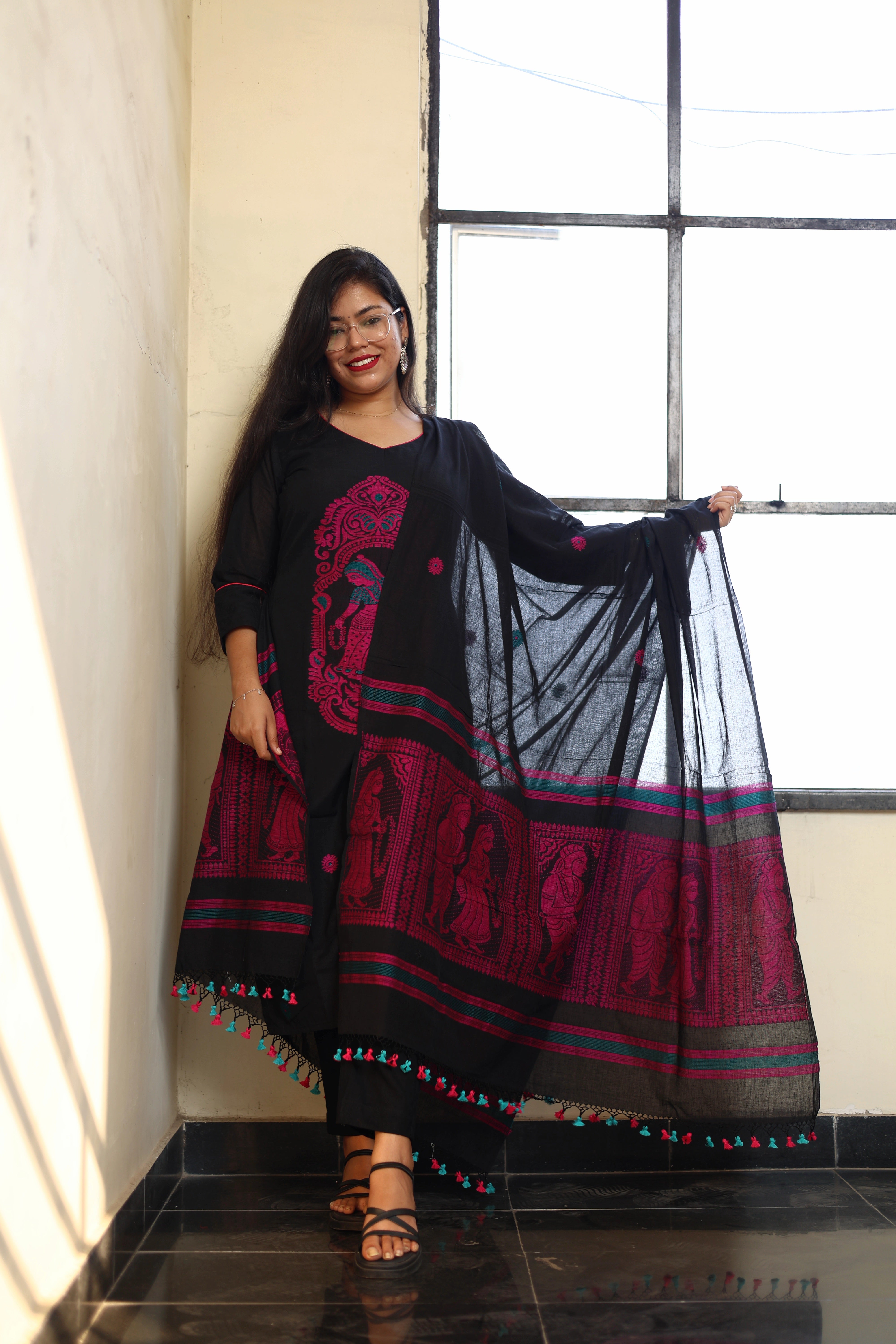 Jamdani Baluchari Suit Set