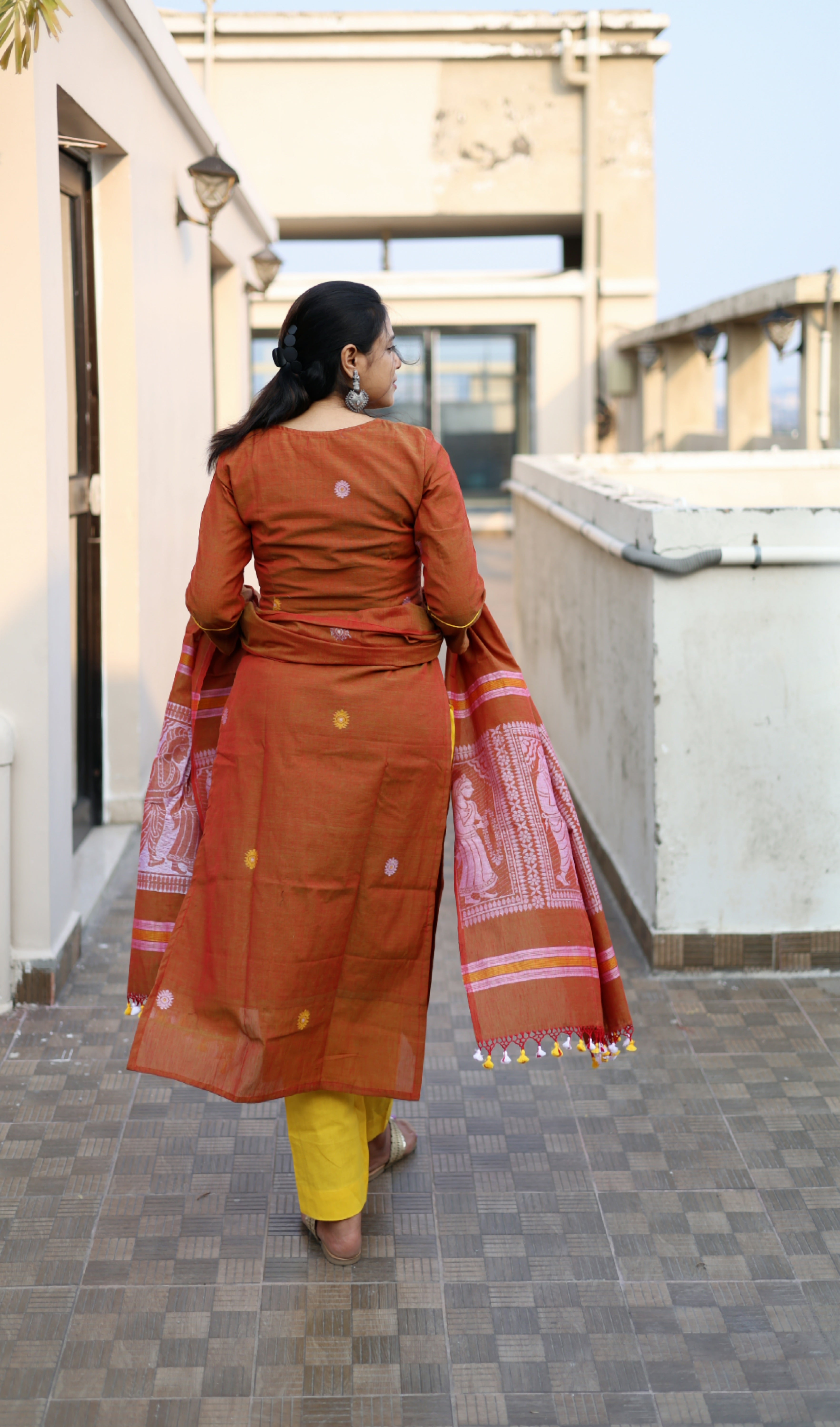 Jamdani Baluchari Suit Set
