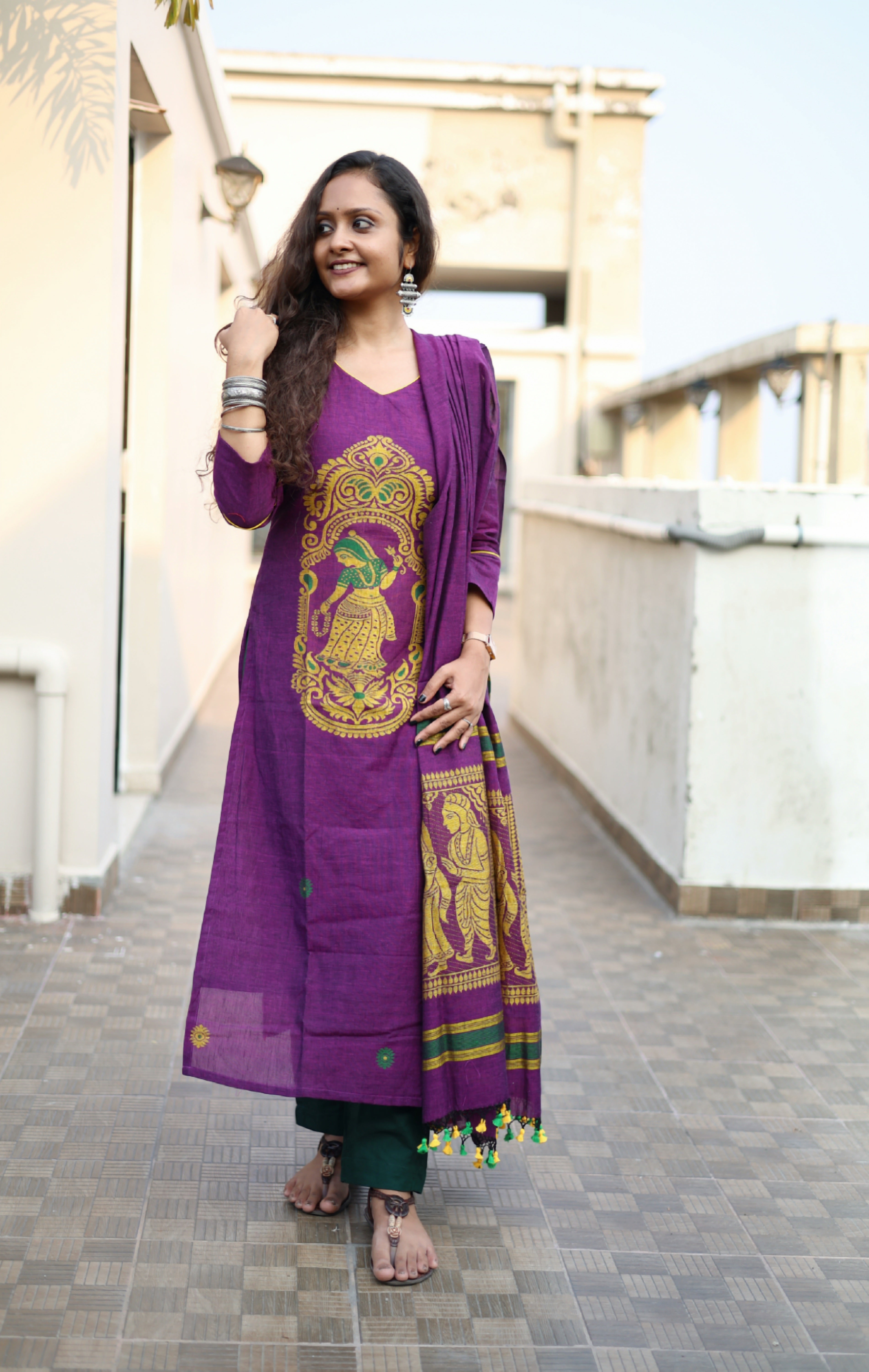 Jamdani Baluchari Suit Set