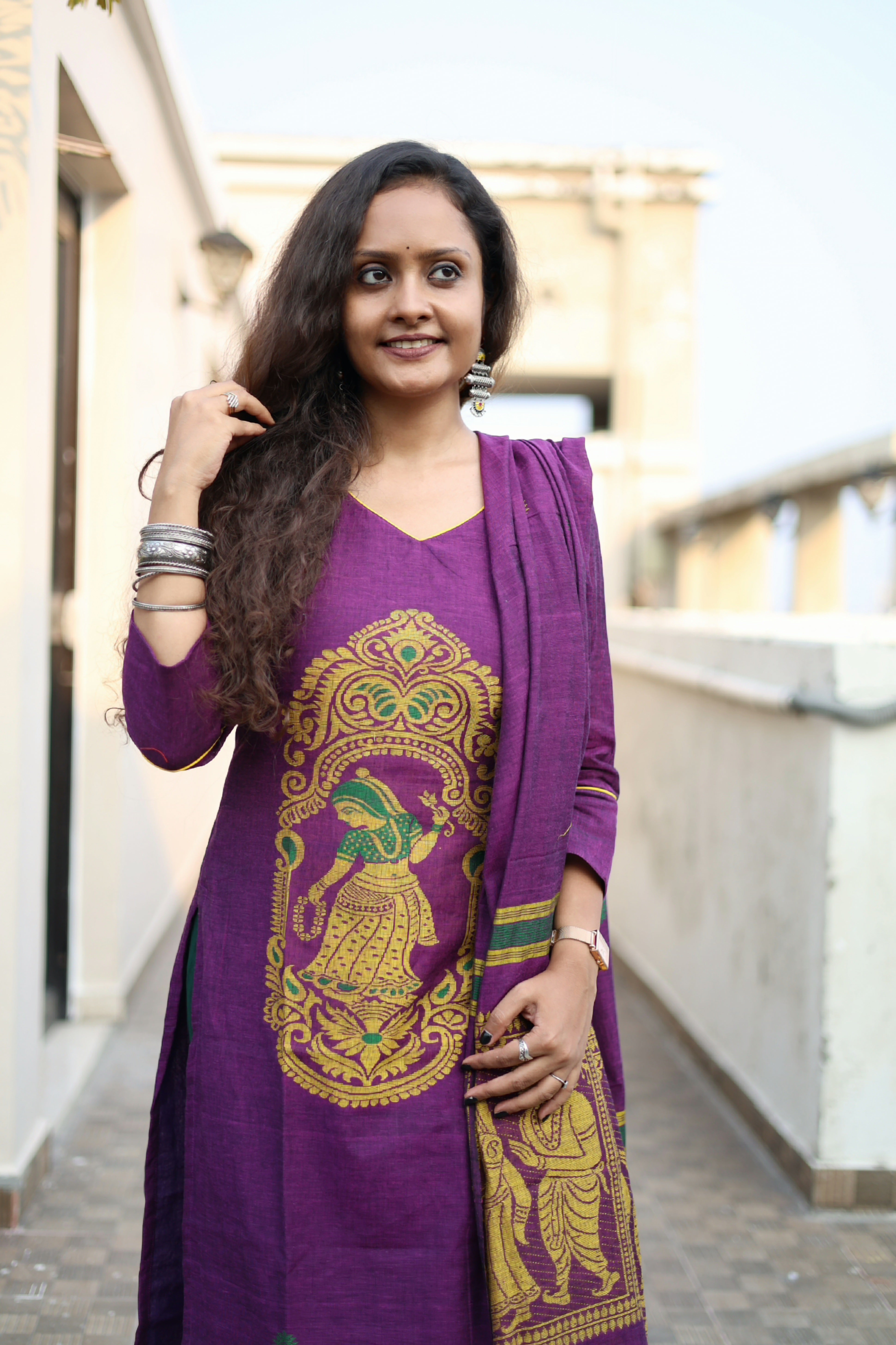 Jamdani Baluchari Suit Set