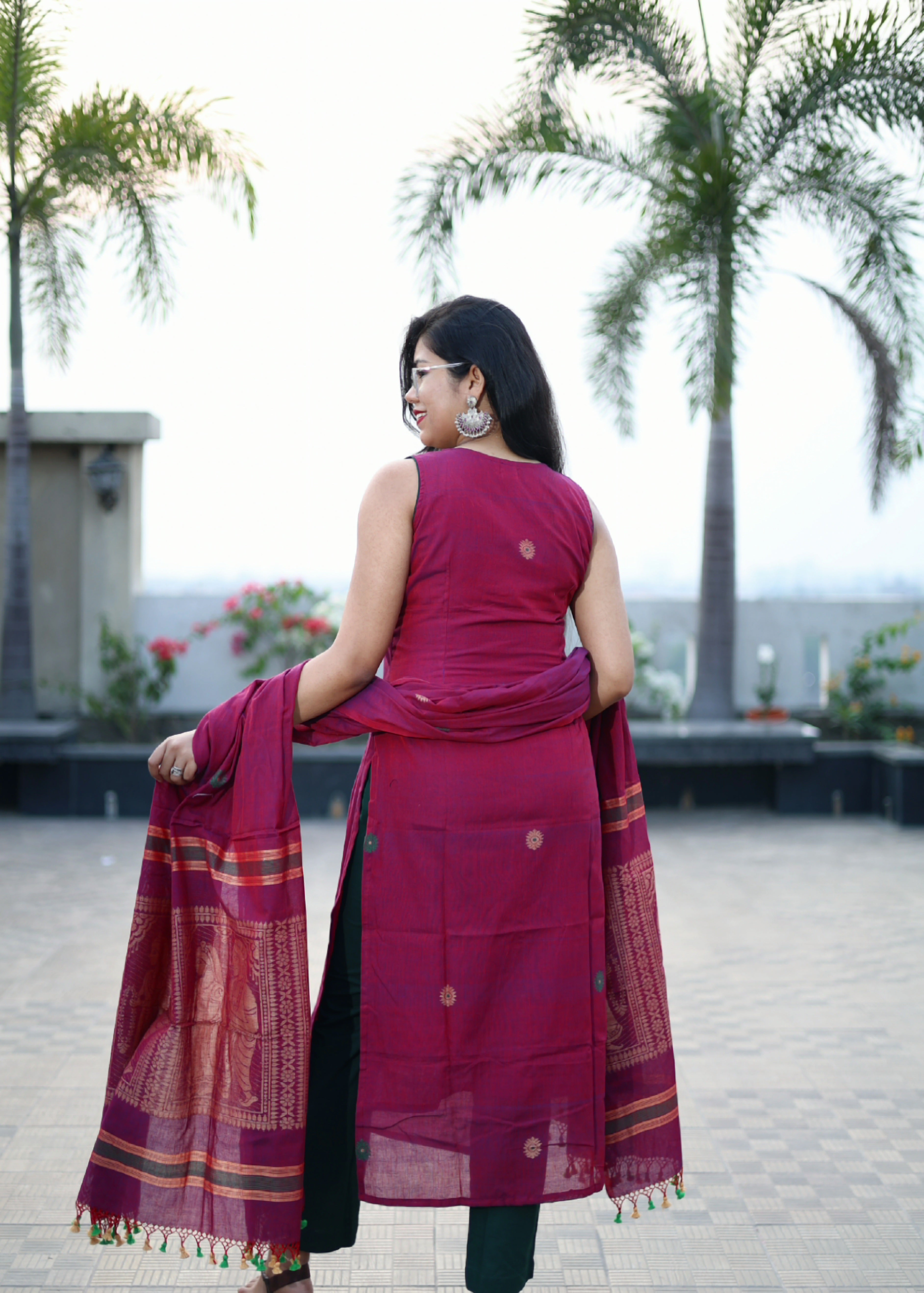 Handloom Jamdani Baluchari Suit Set
