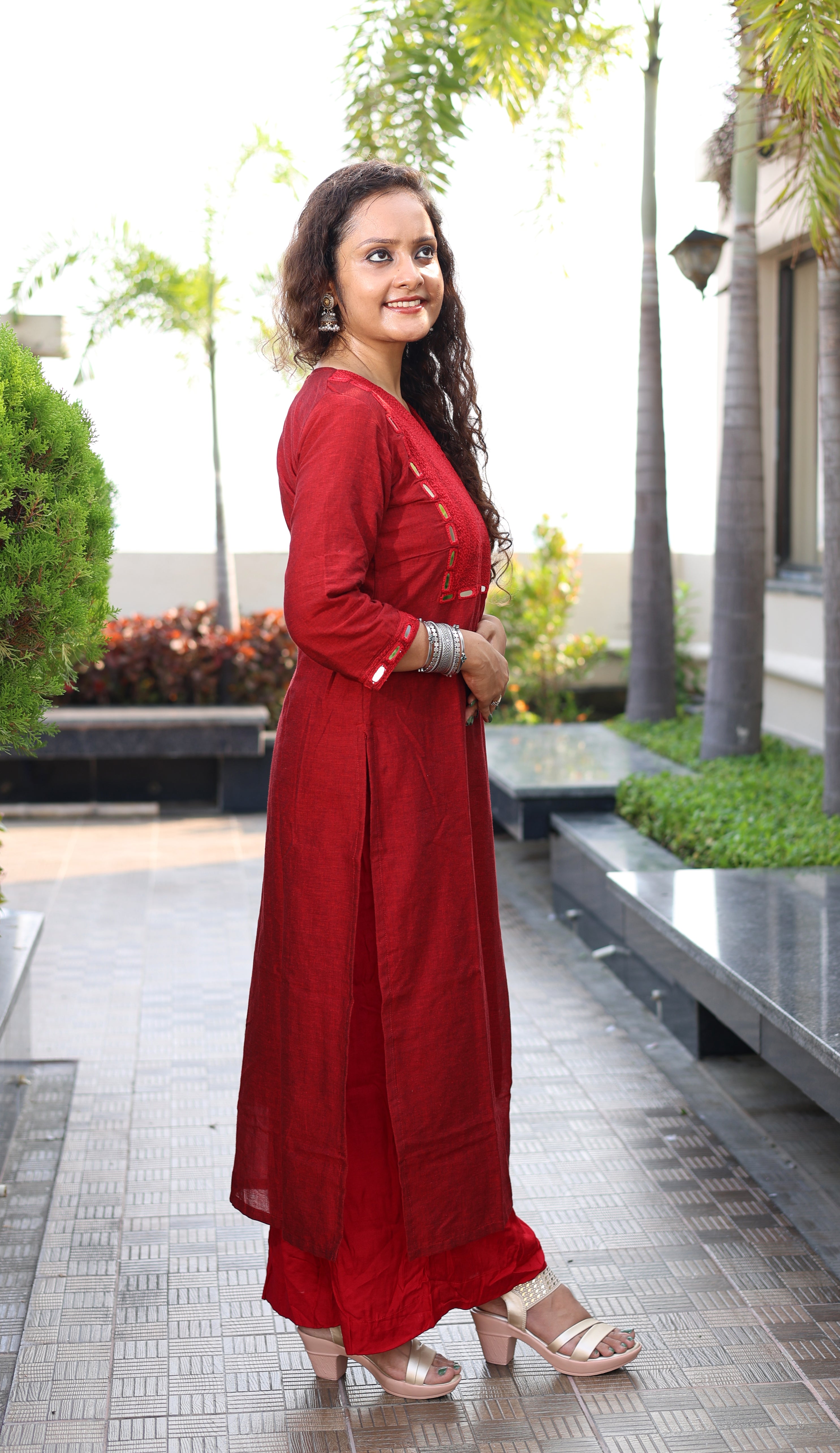 Niraa Handloom Kurta - Maroon