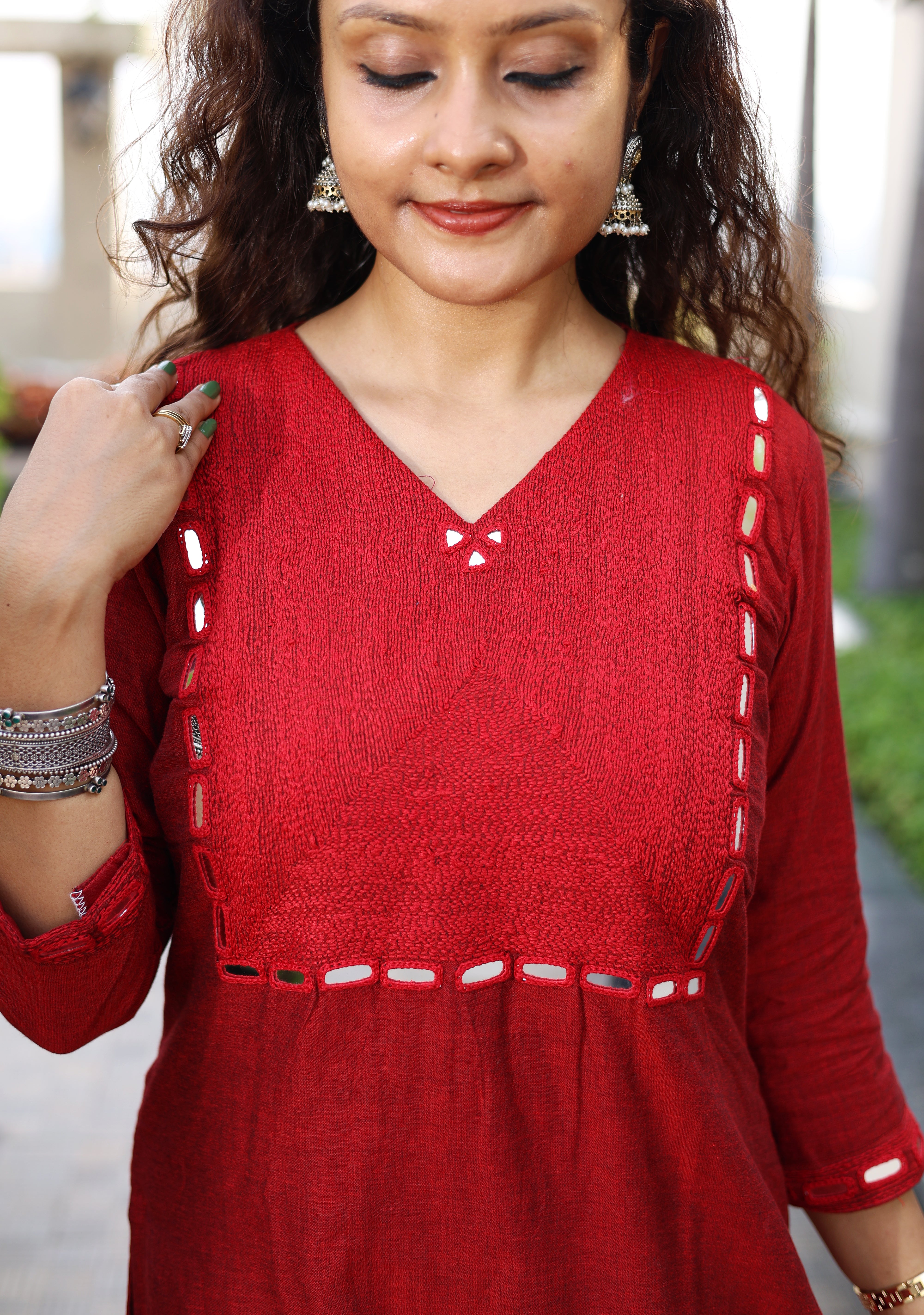 Niraa Handloom Kurta - Maroon