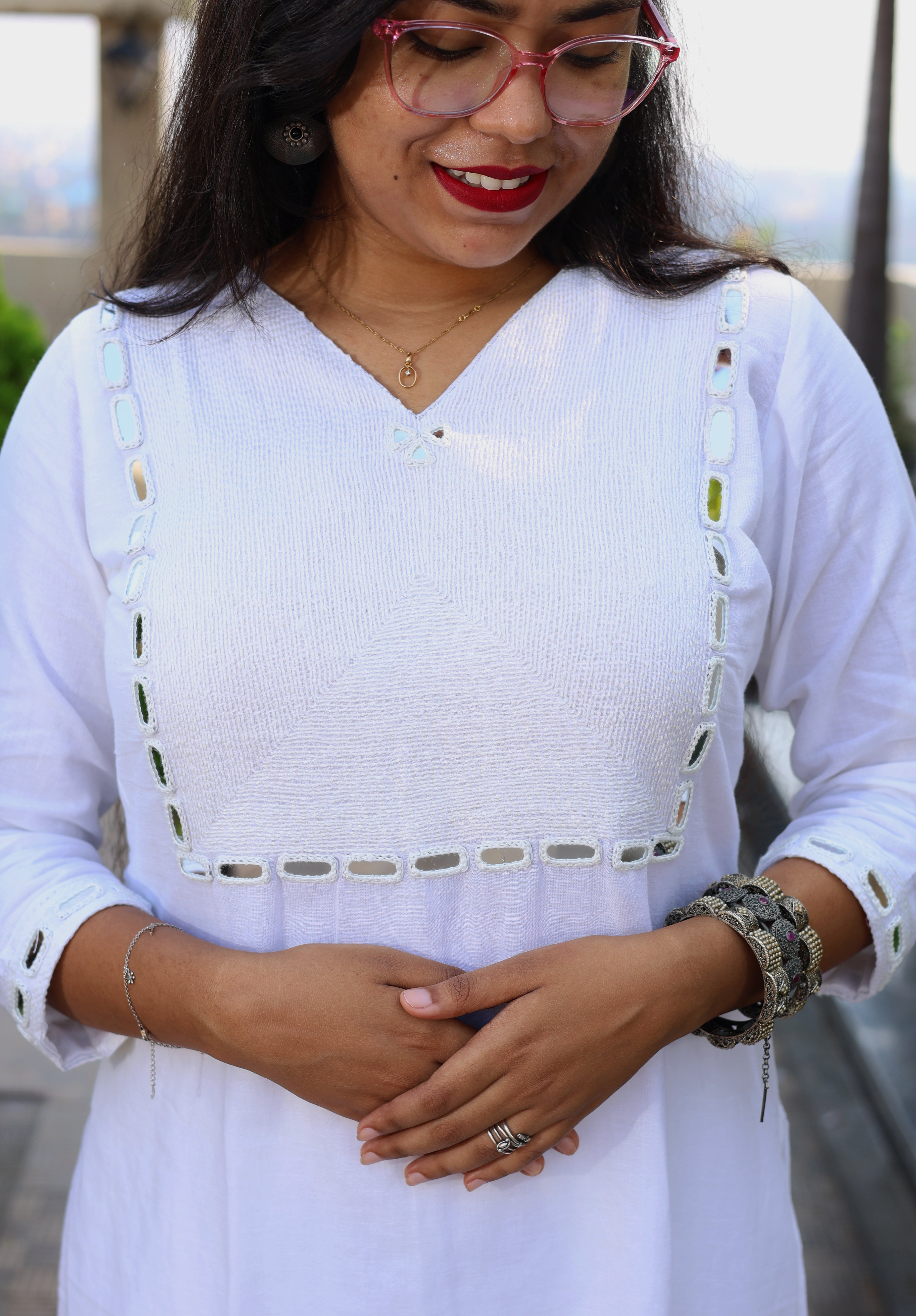 Niraa Handloom Kurta - White