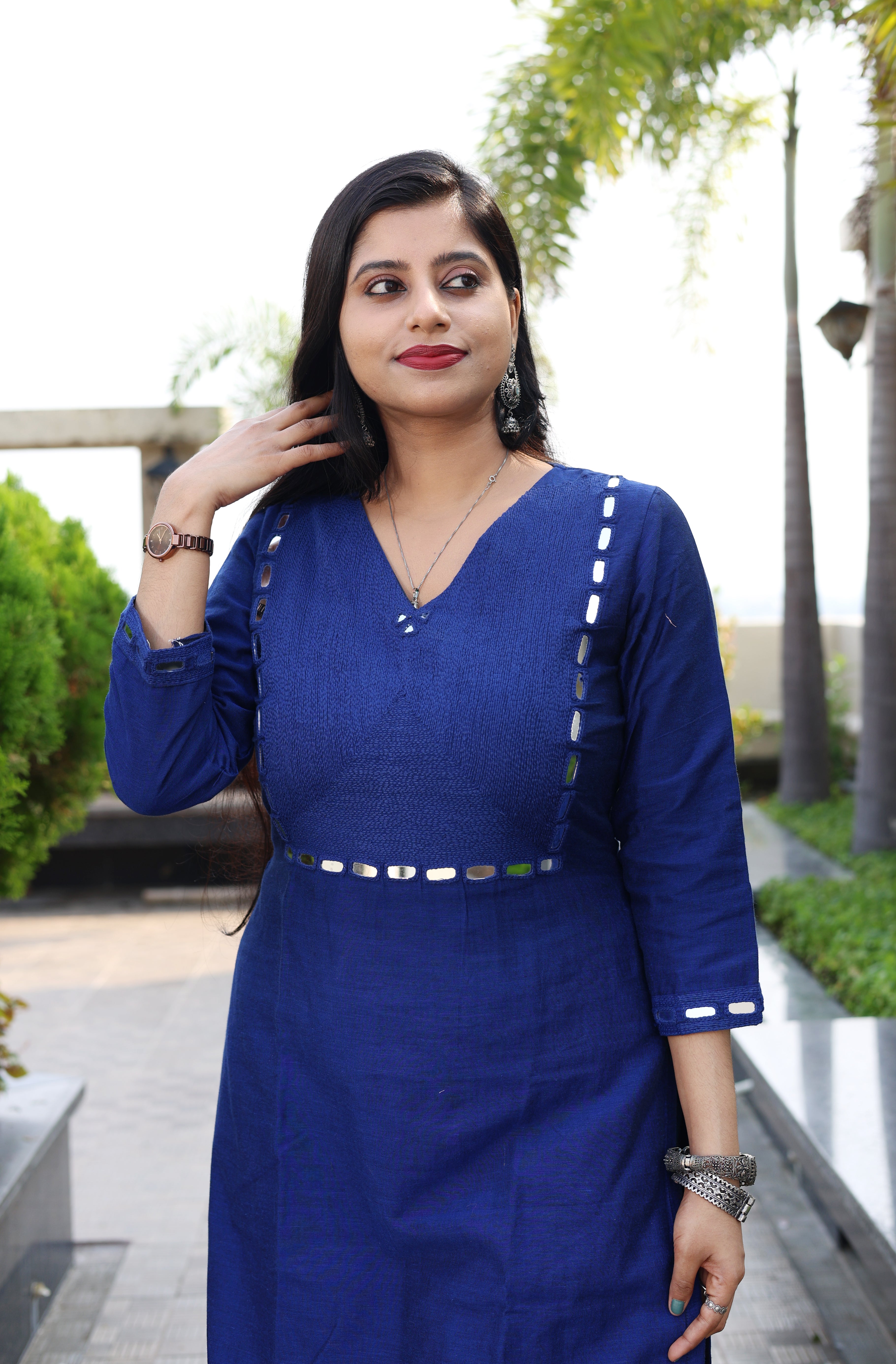 Niraa Handloom Kurta - Navy Blue