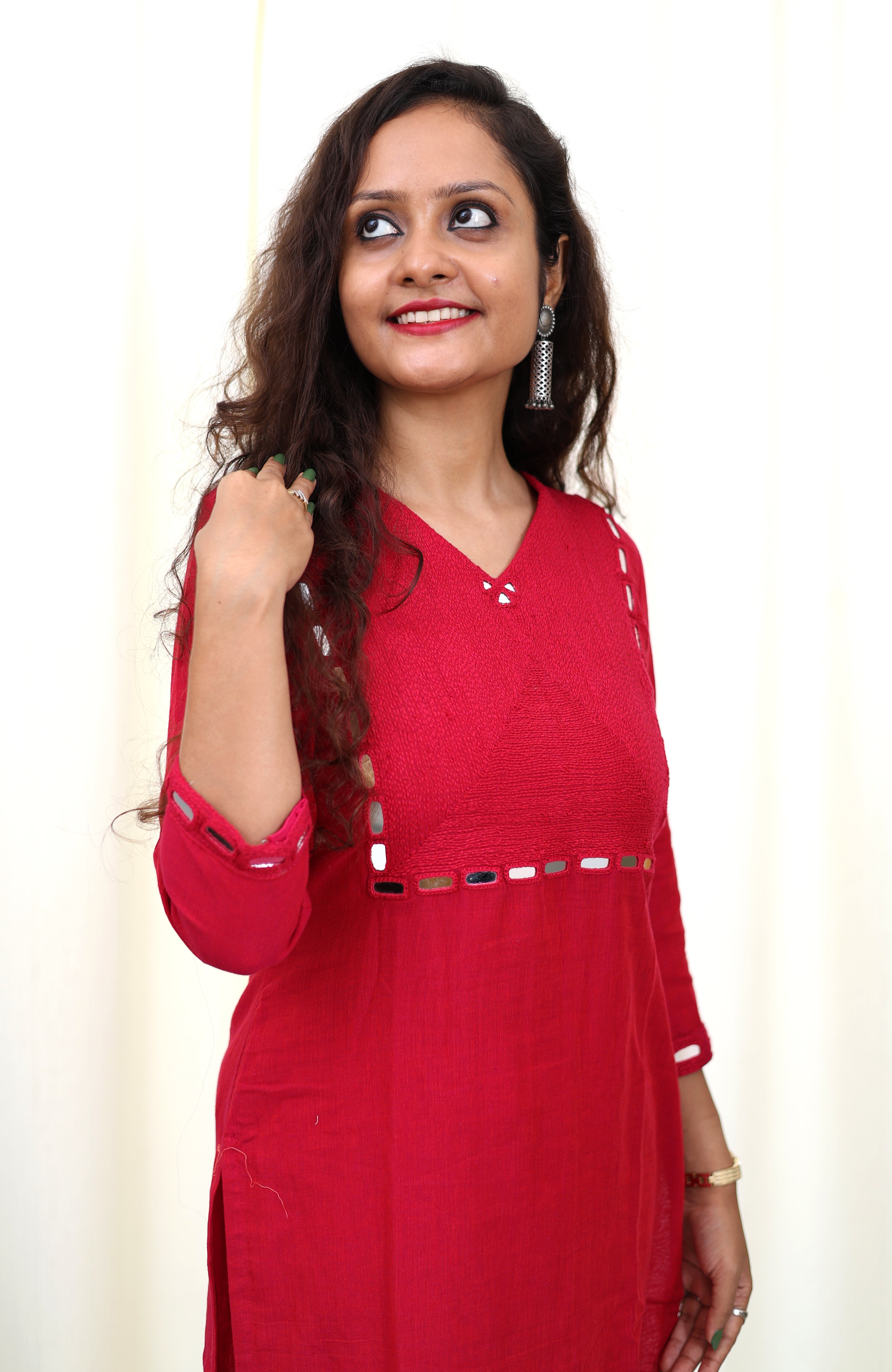 Niraa Handloom Kurta - Rani