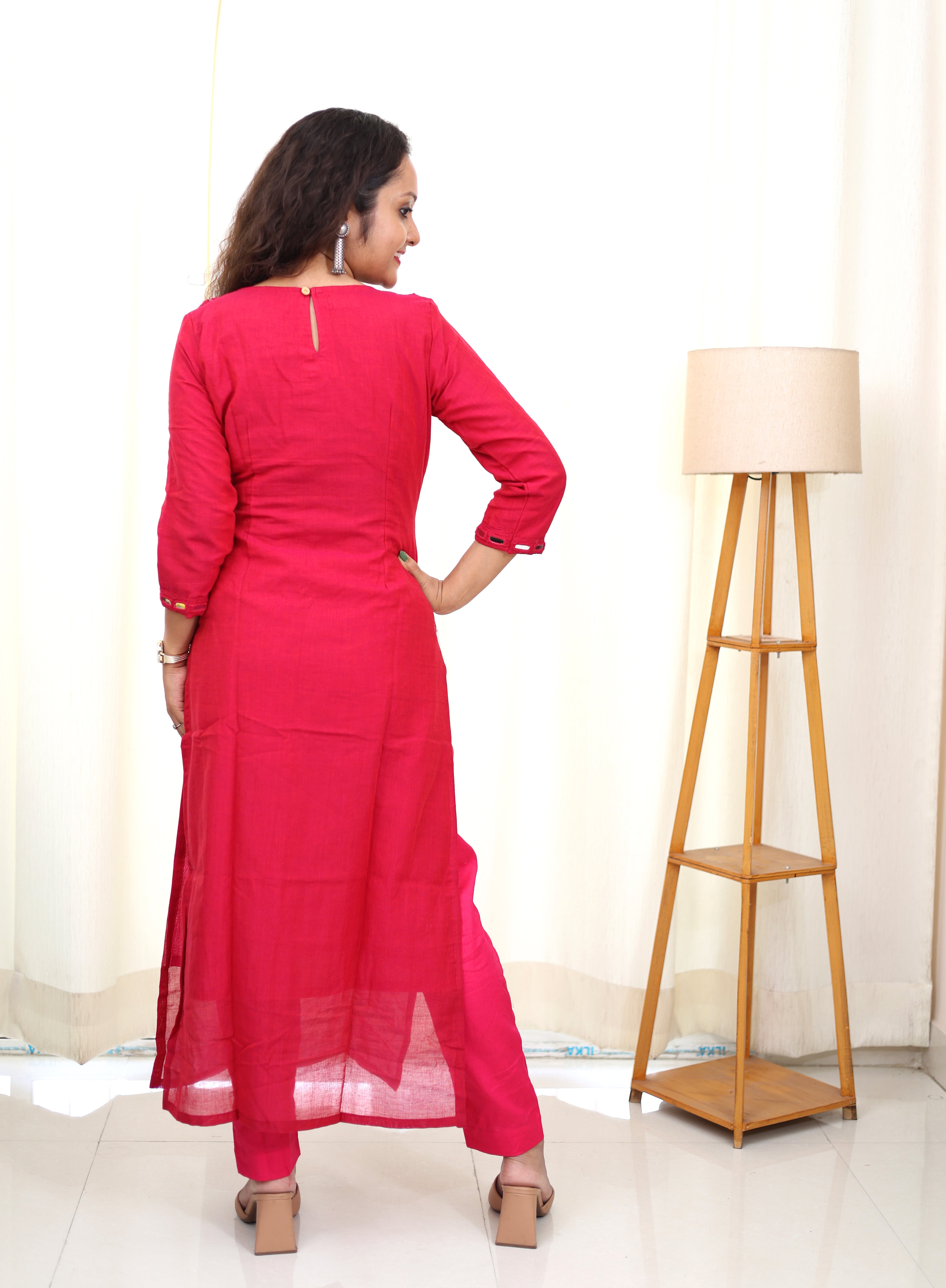 Niraa Handloom Kurta - Rani