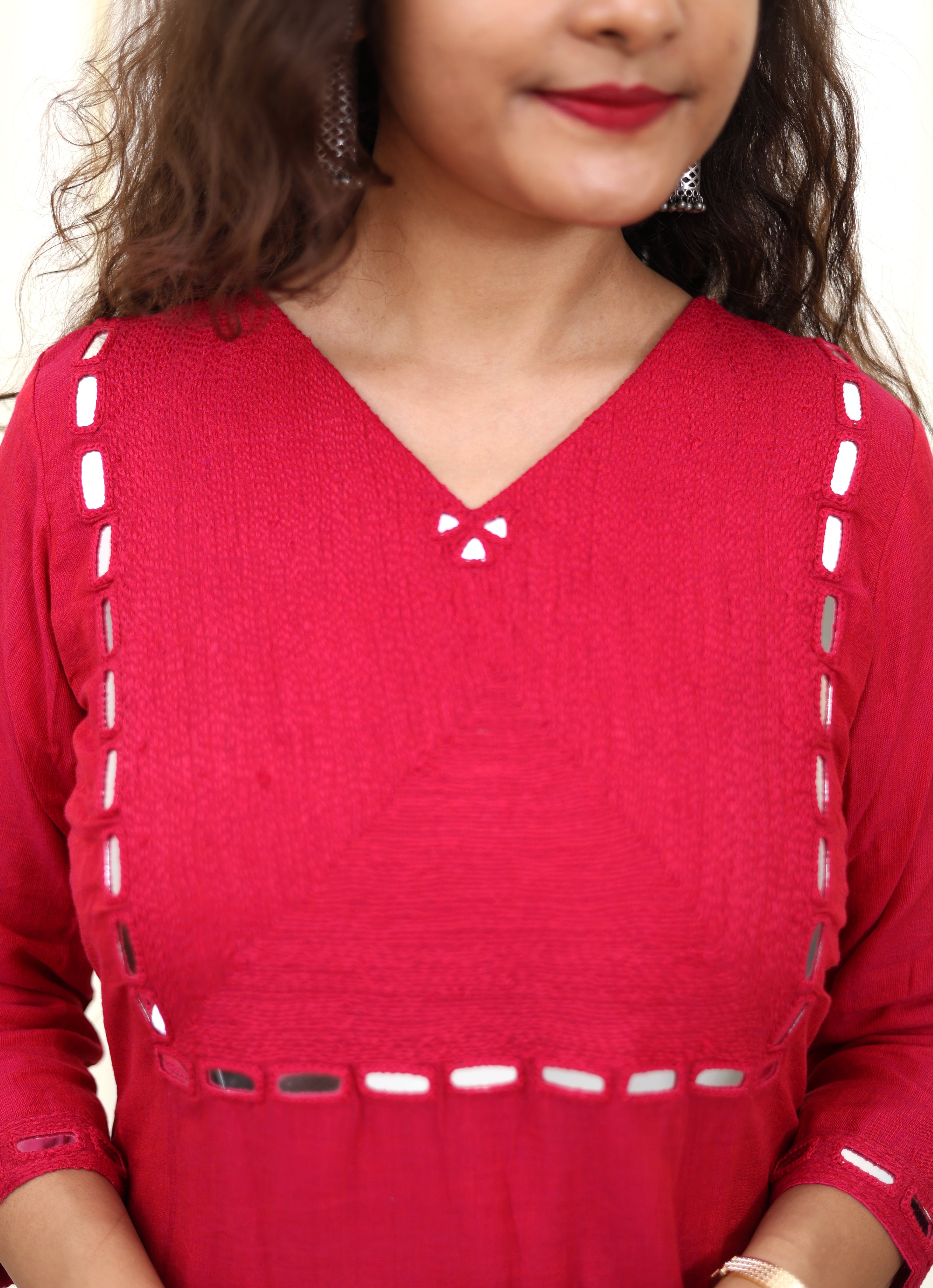 Niraa Handloom Kurta - Rani