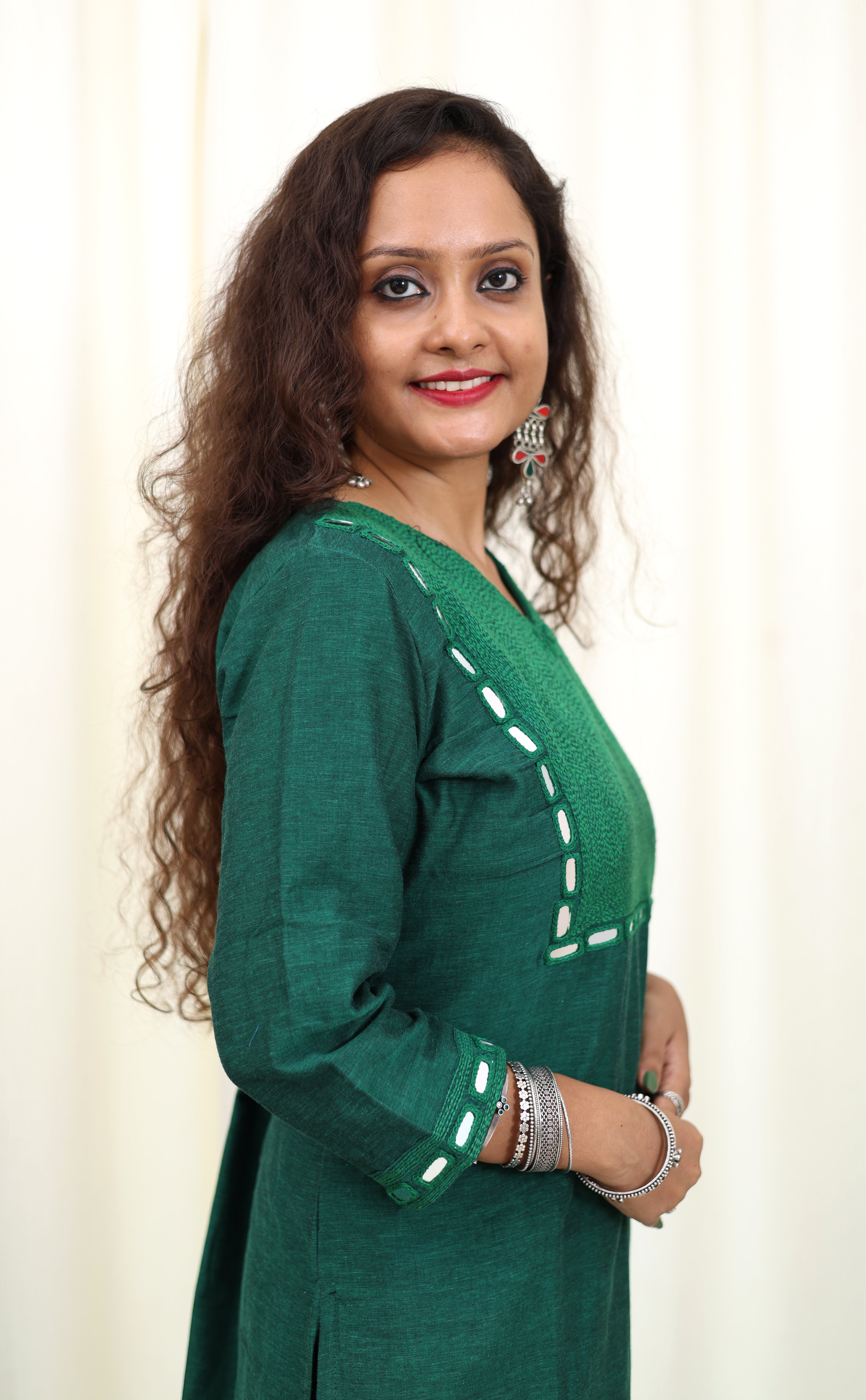 Niraa Handloom Kurta - Forest Green