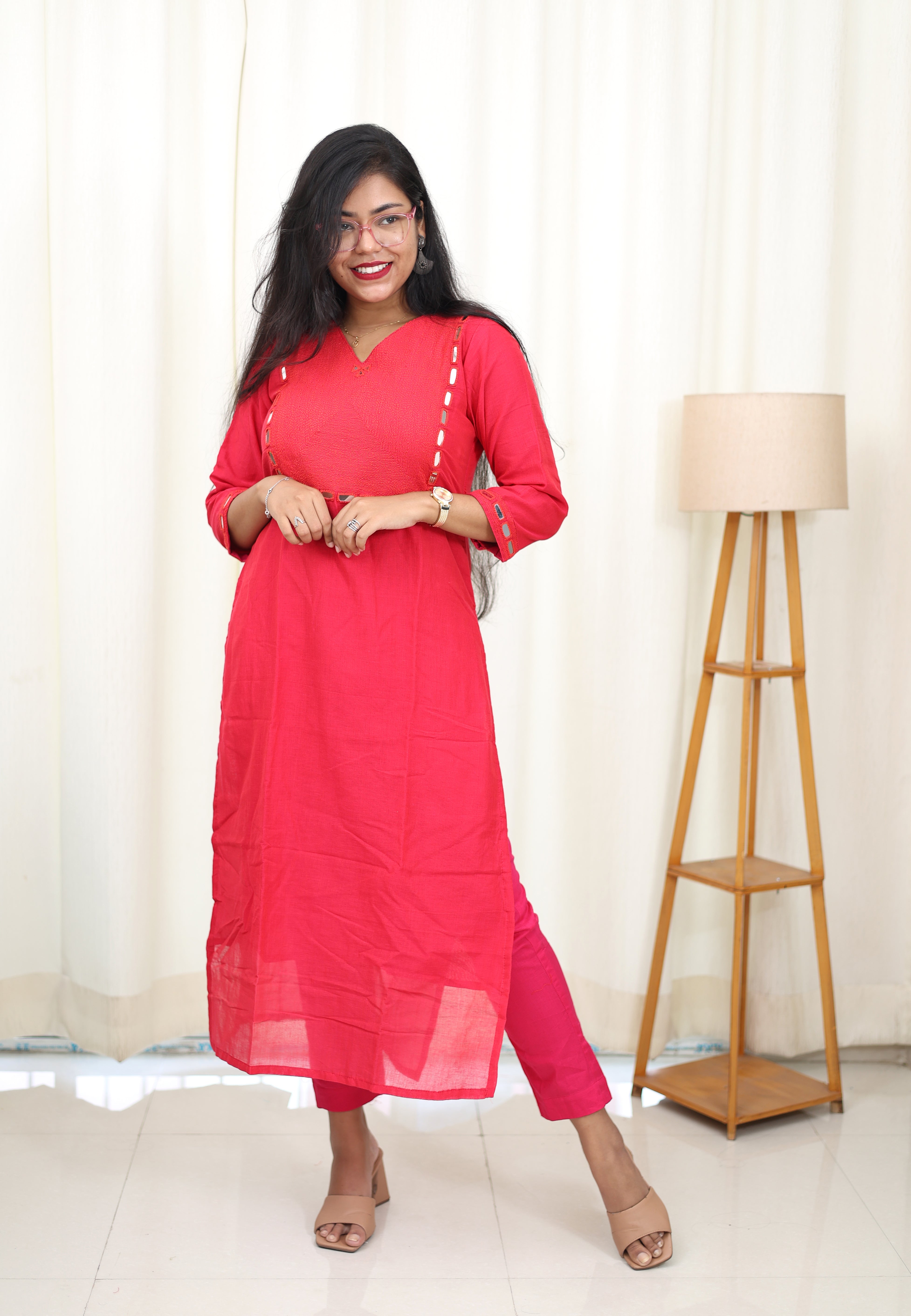 Niraa Handloom Kurta - Rose