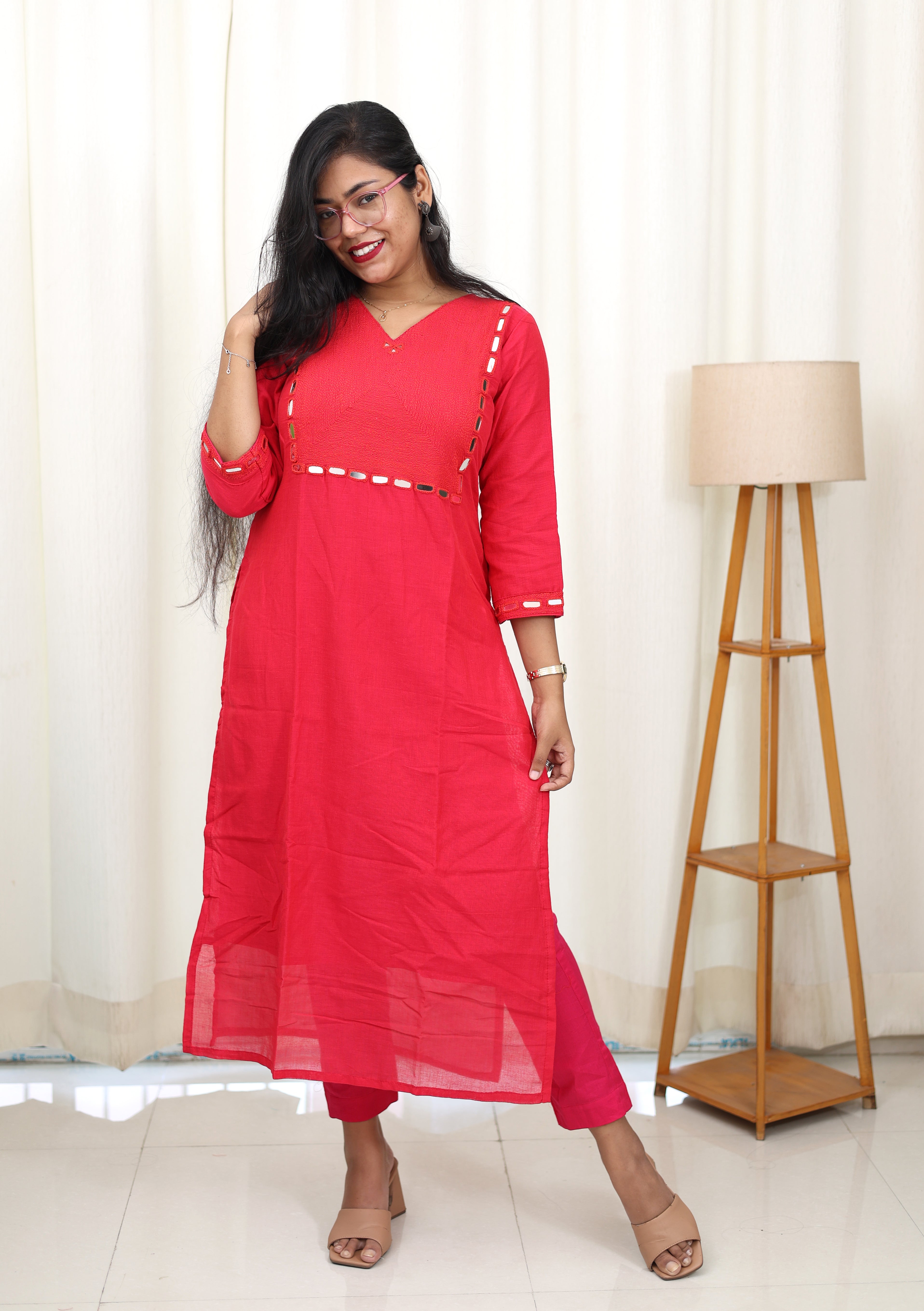 Niraa Handloom Kurta - Rose