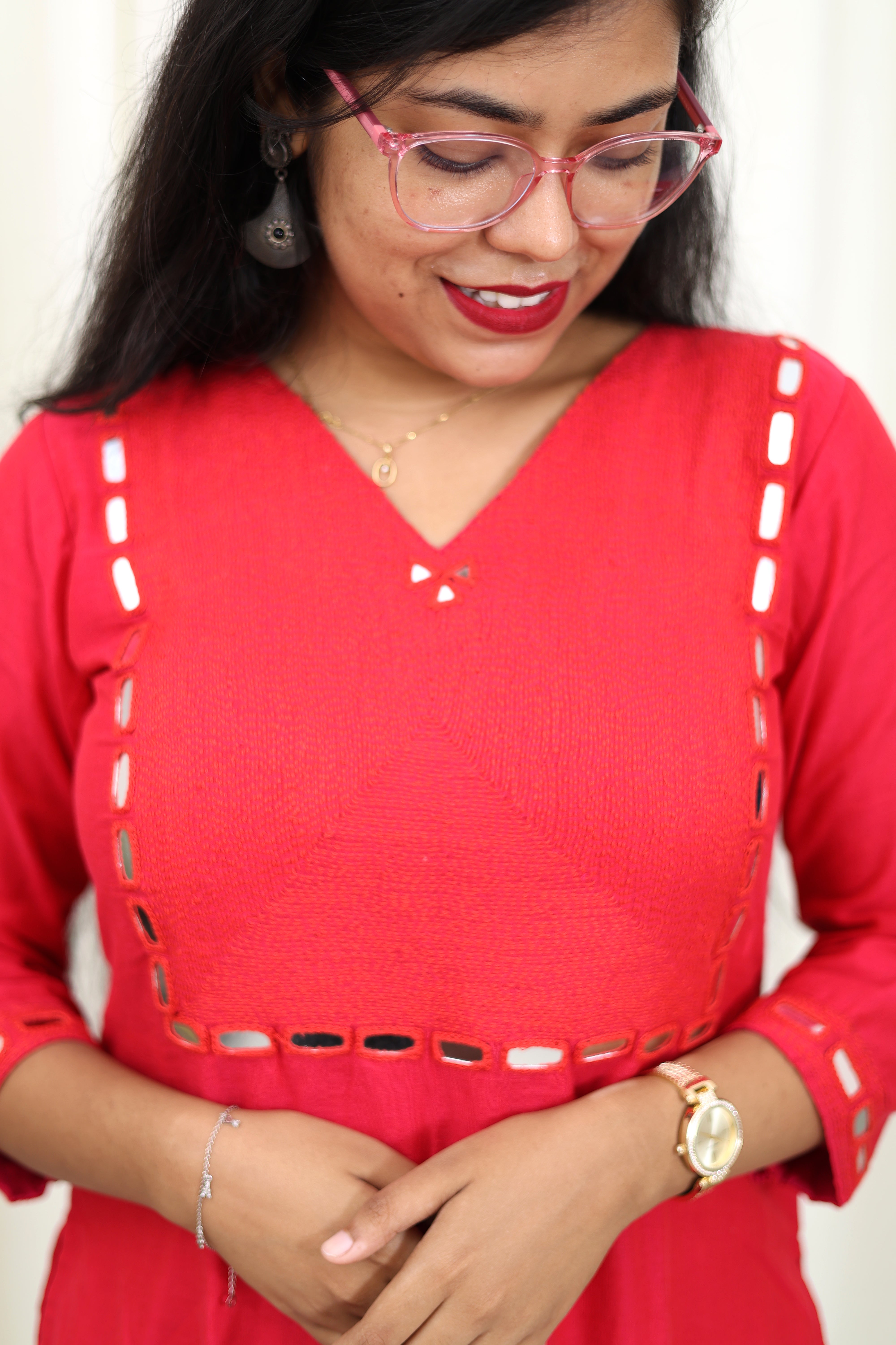Niraa Handloom Kurta - Rose