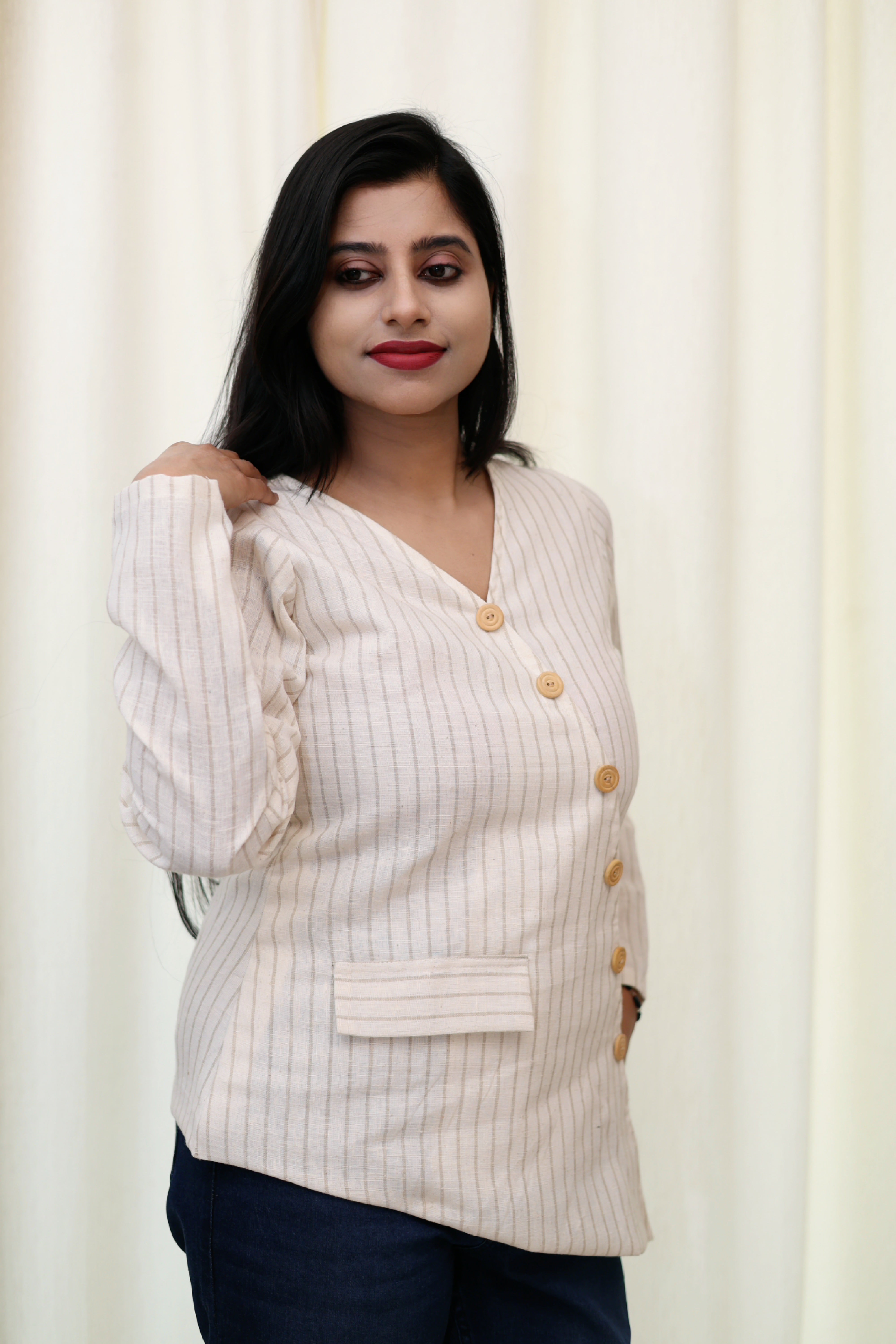 Shweta Striped Khadi Top