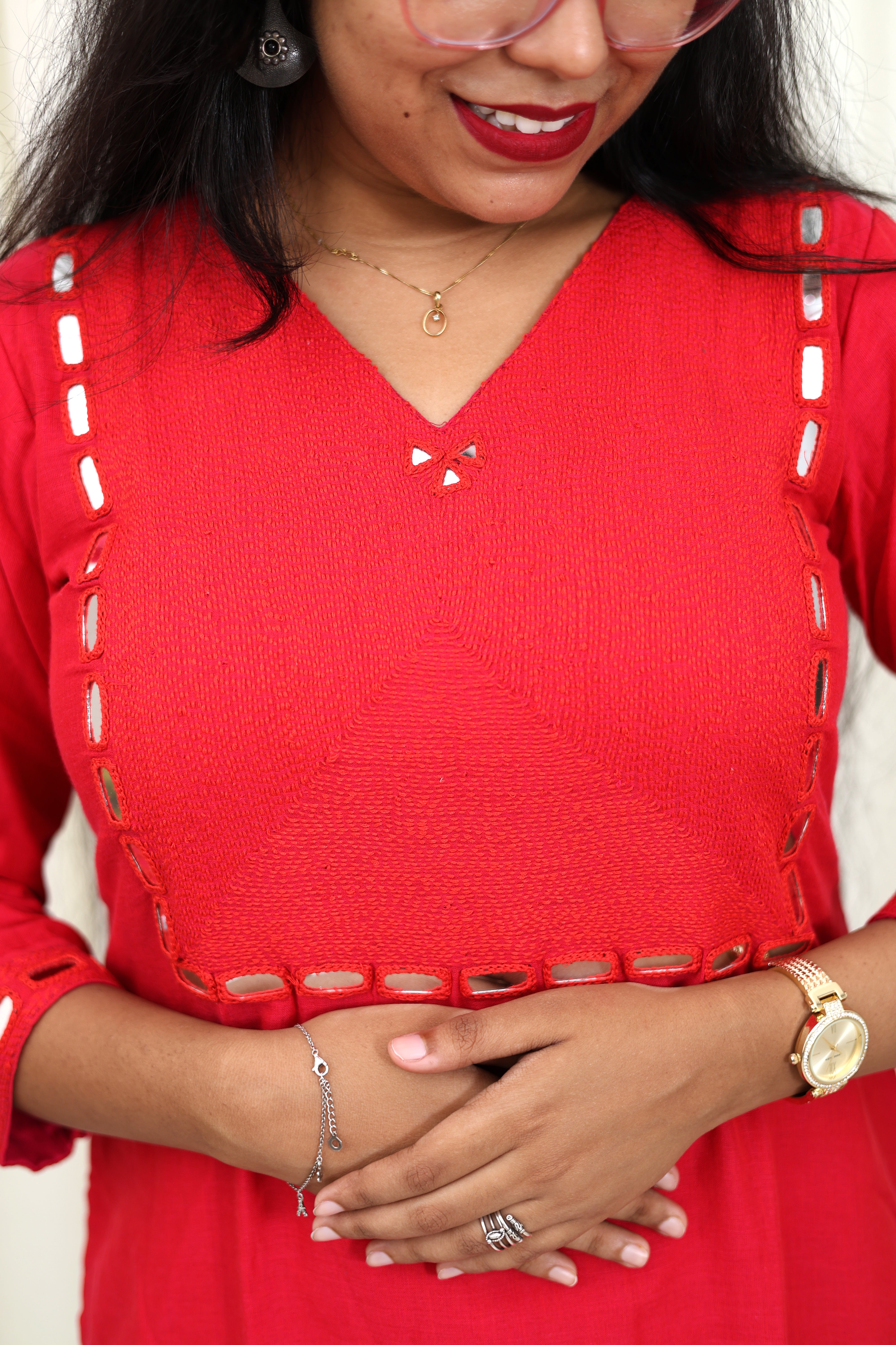 Niraa Handloom Kurta - Rose