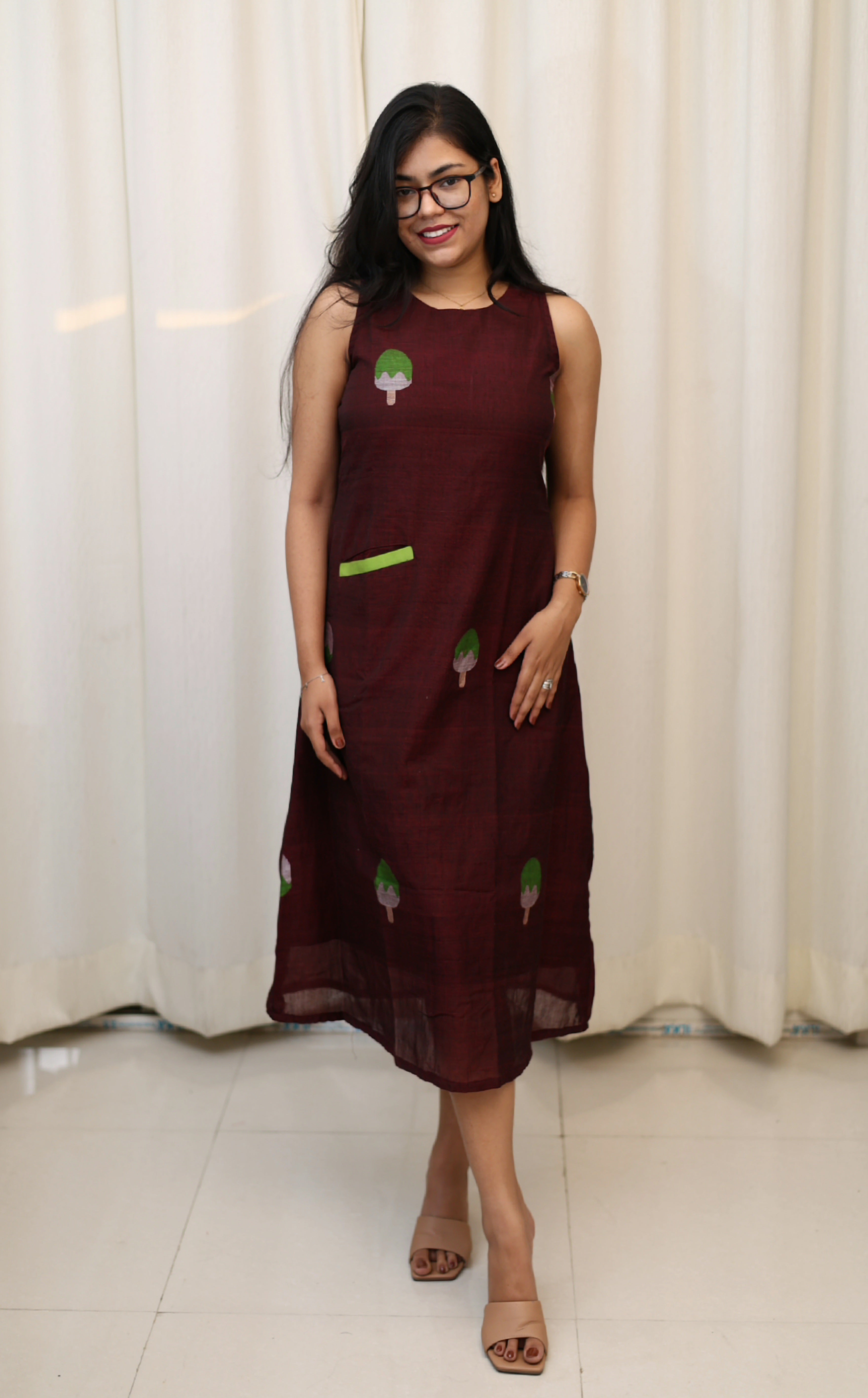 Ice-cream Handloom Jamdani Dress