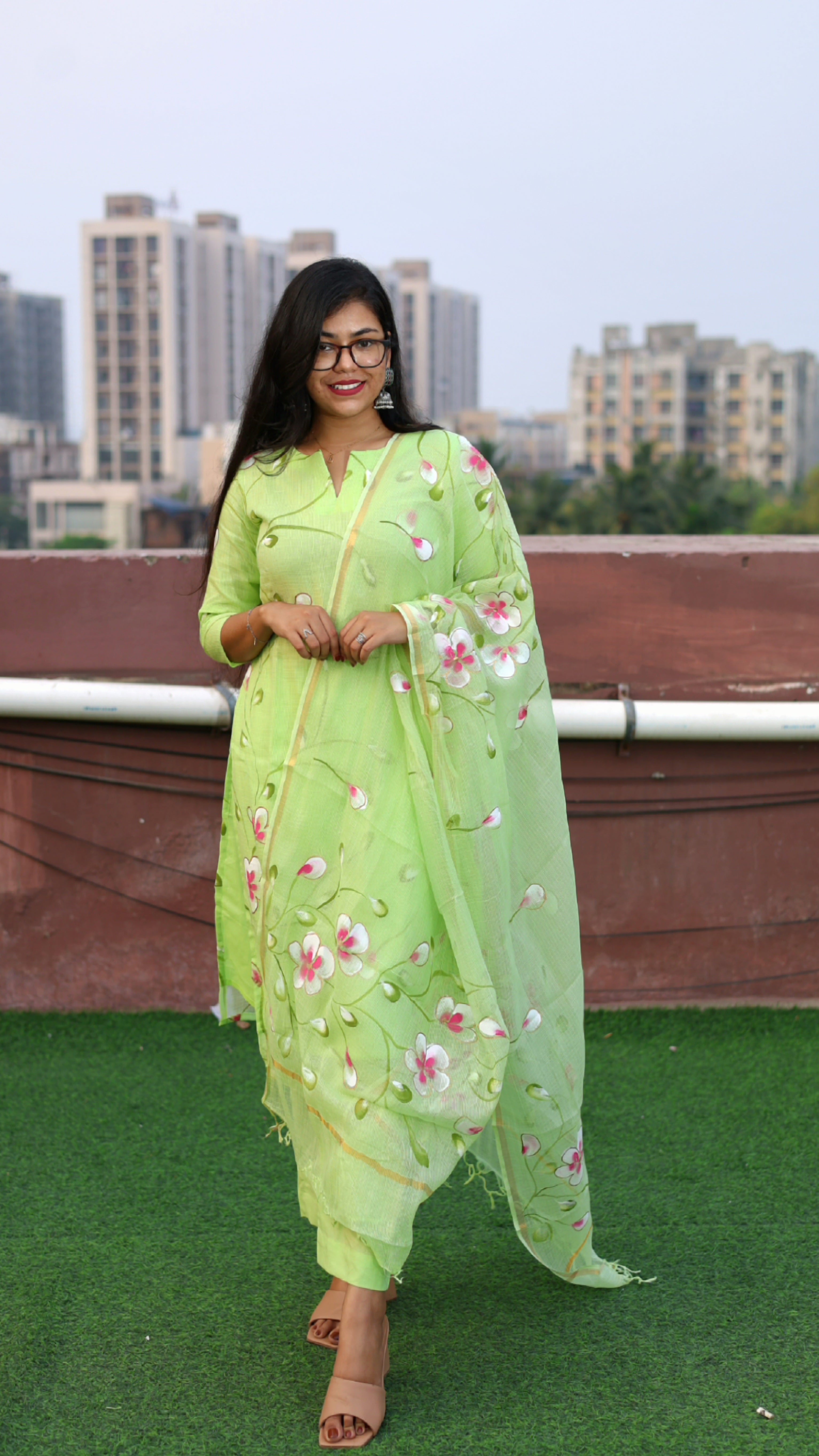 PISTACHIO KOTA HANDPAINTED SUIT SET