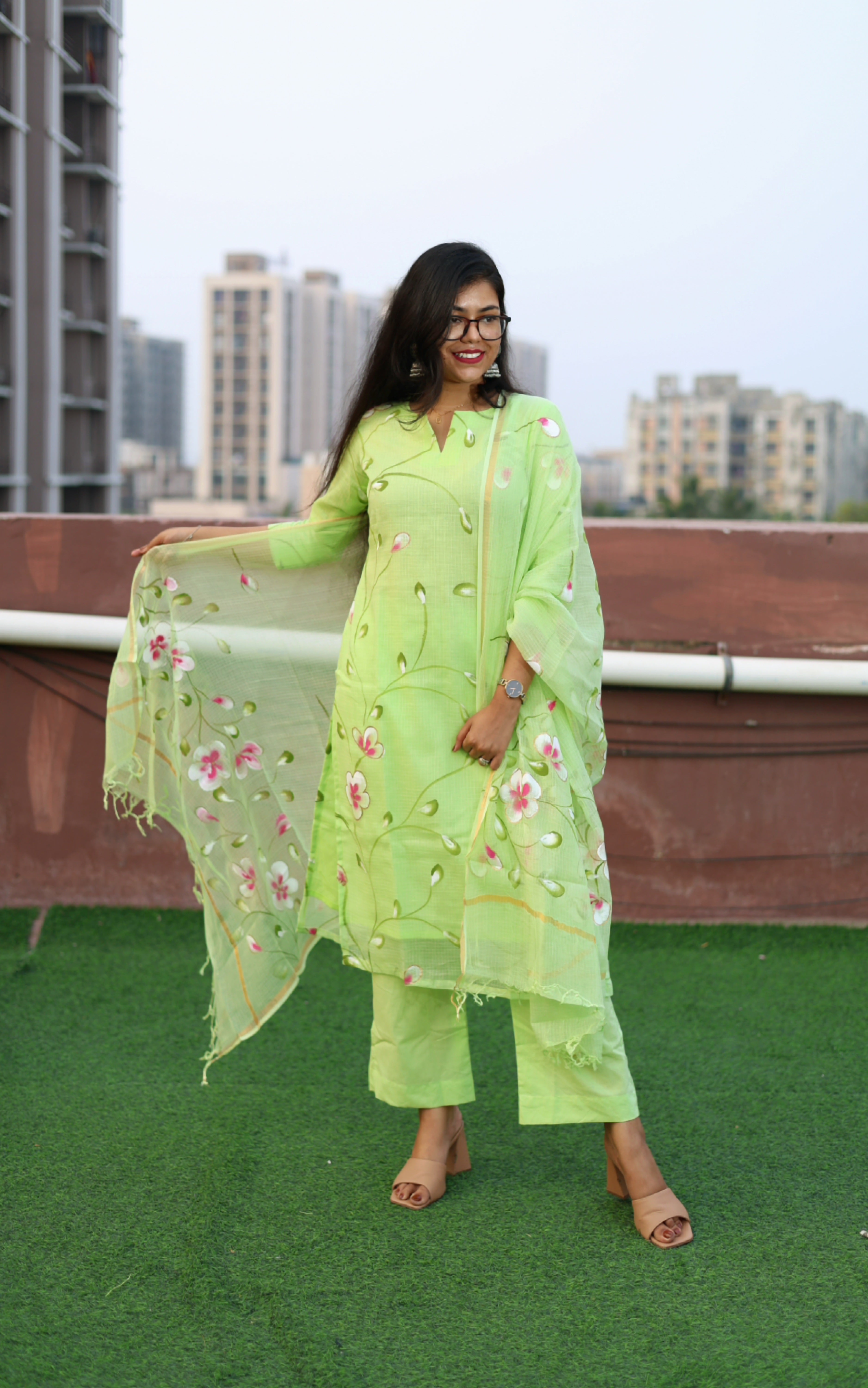 PISTACHIO KOTA HANDPAINTED SUIT SET