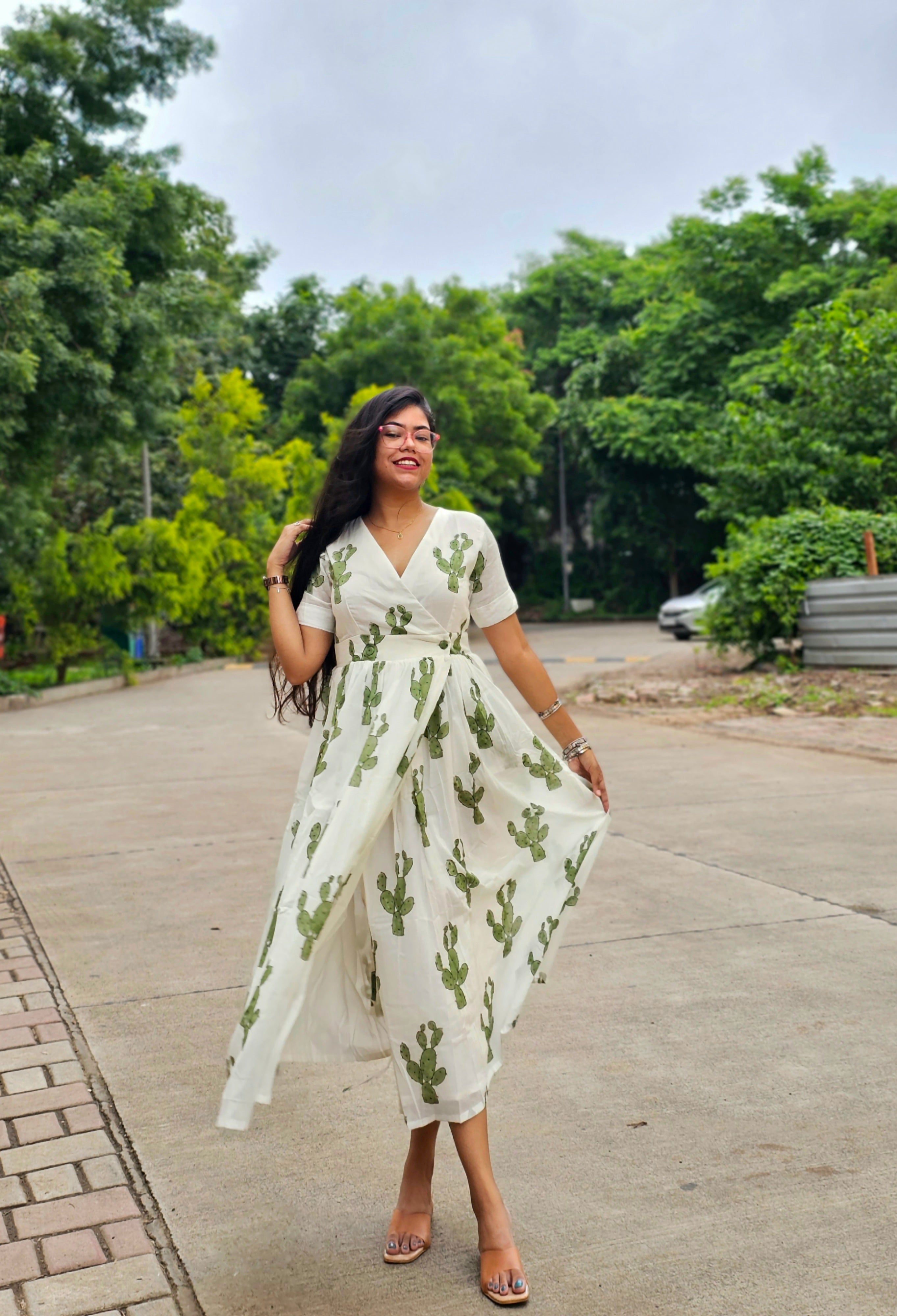Wild Bloom Wrap Dress- Cactus