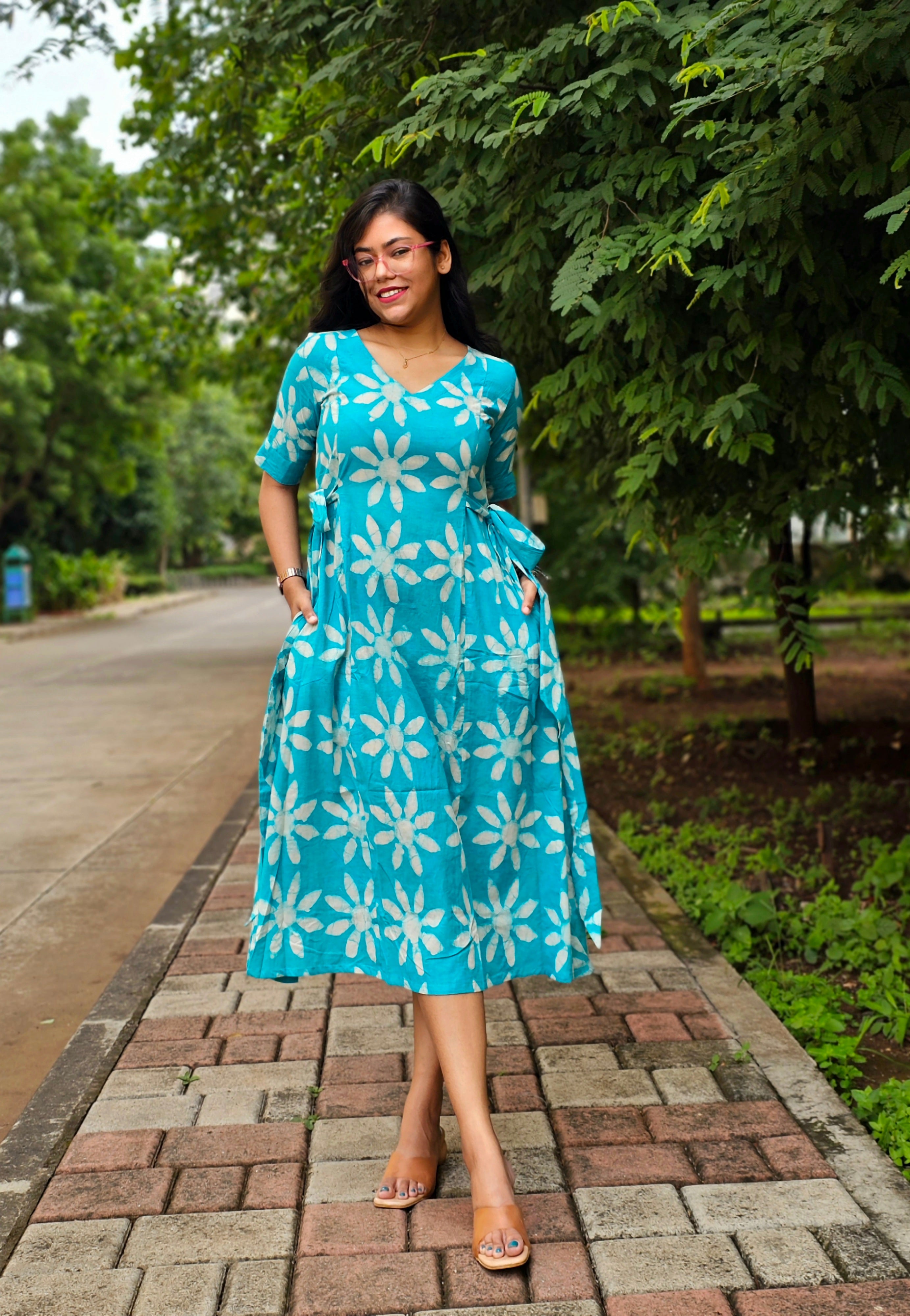 Wild Bloom Aqua Dress