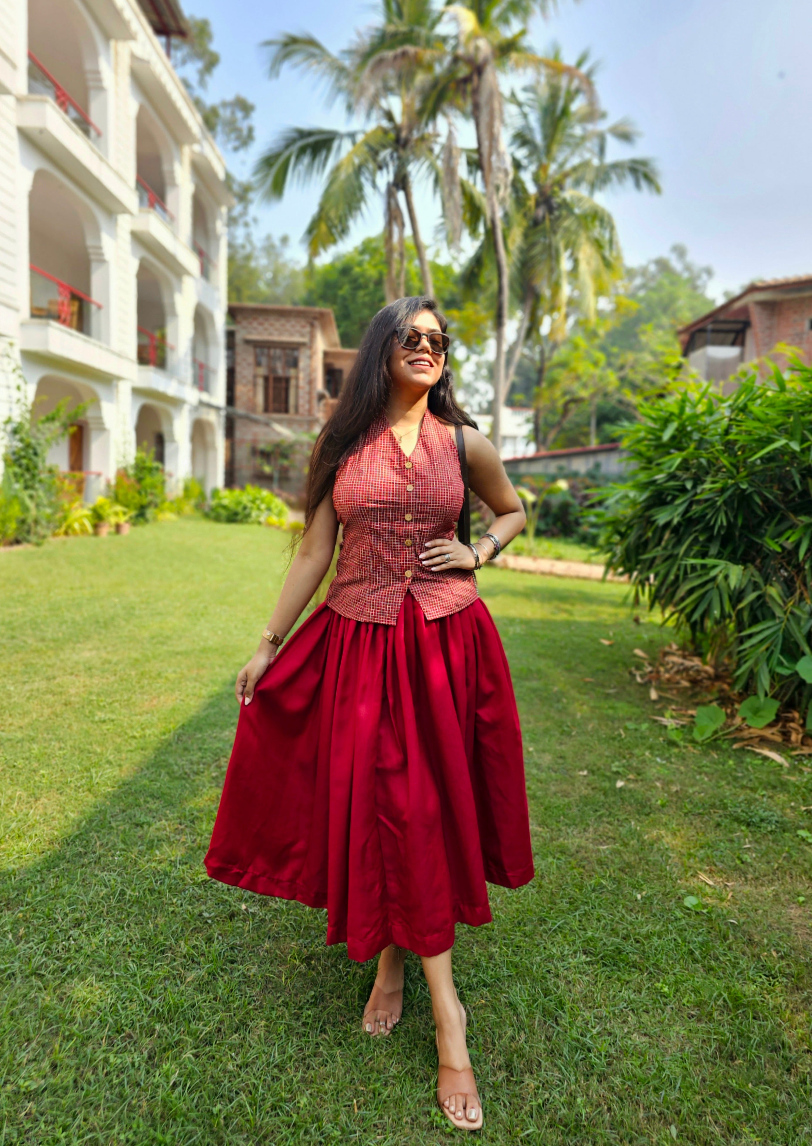 Pashmina Cotton Skirt ( Maroon)