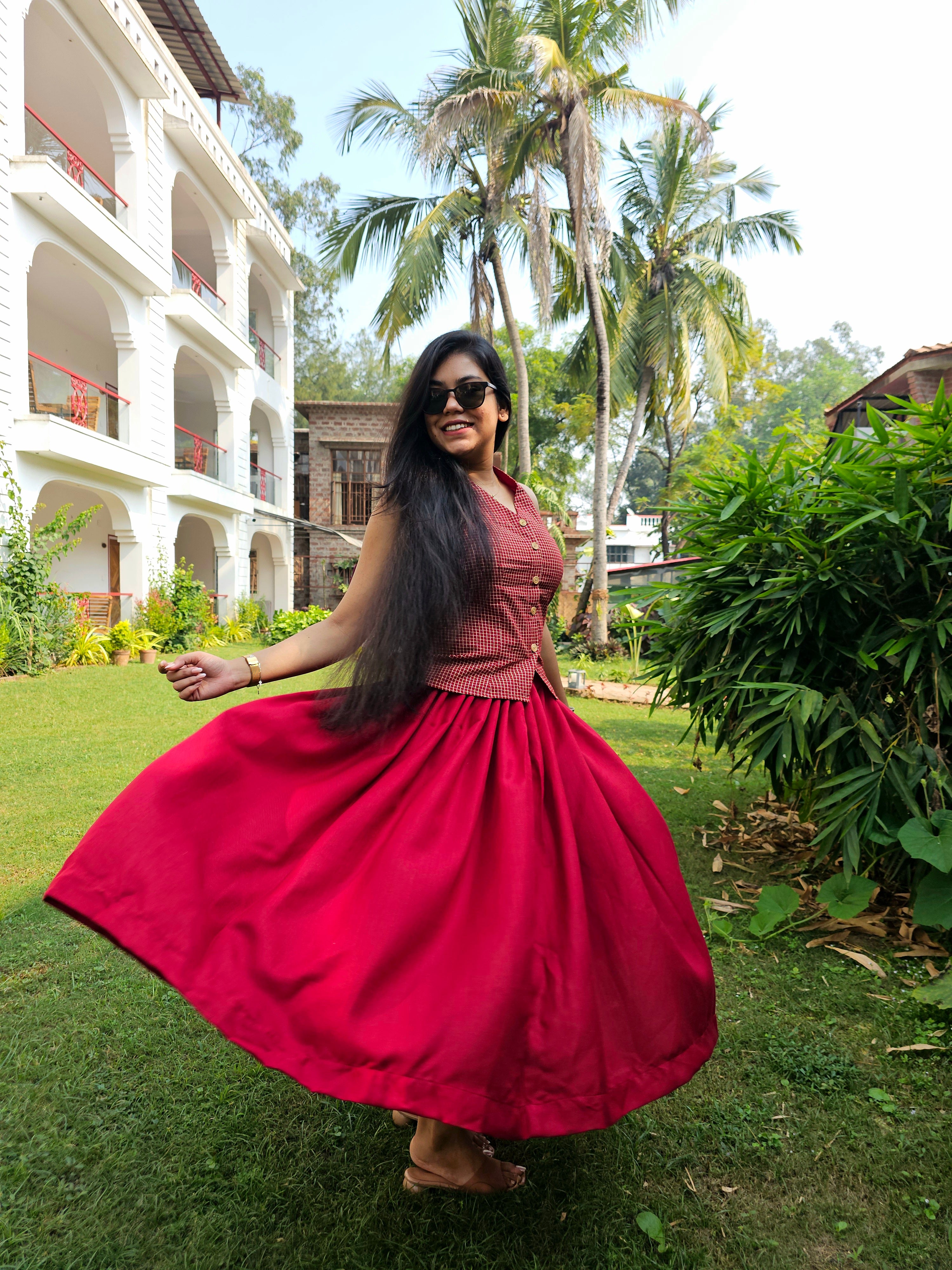 Pashmina Cotton Skirt ( Maroon)