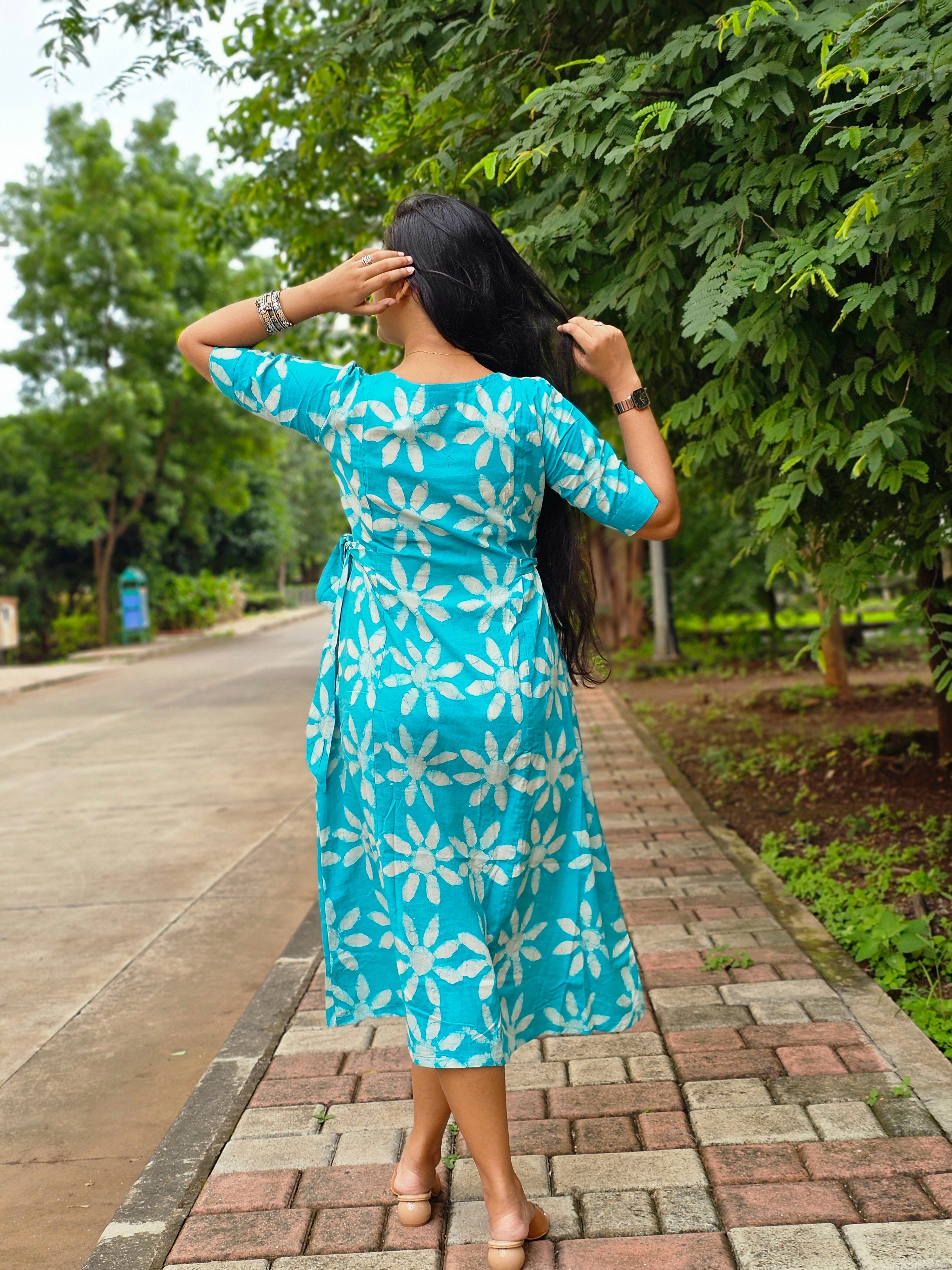 Wild Bloom Aqua Dress