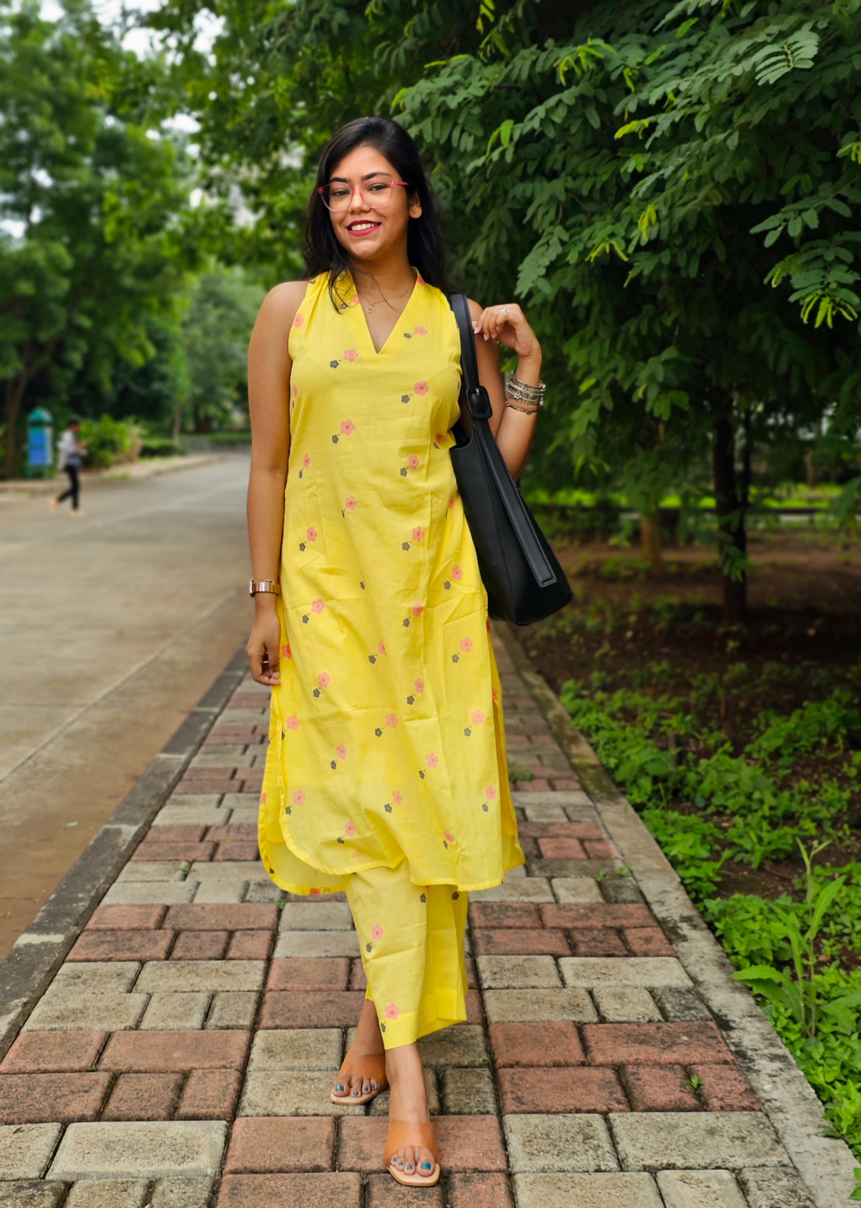 Wild Bloom Yellow Kurta Pant Set