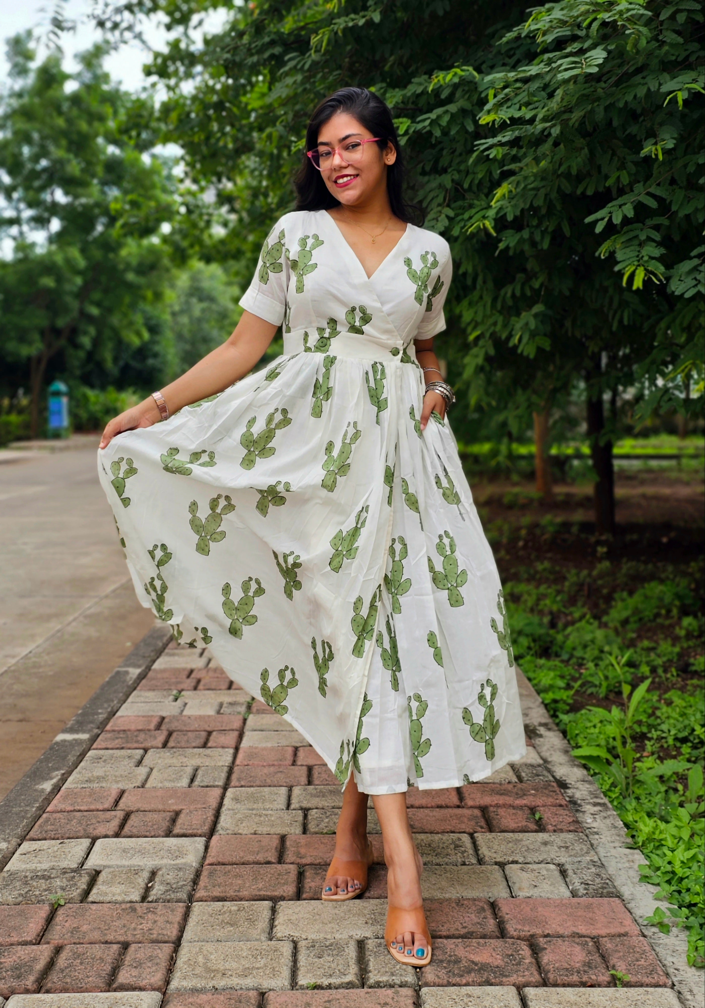 Wild Bloom Wrap Dress- Cactus
