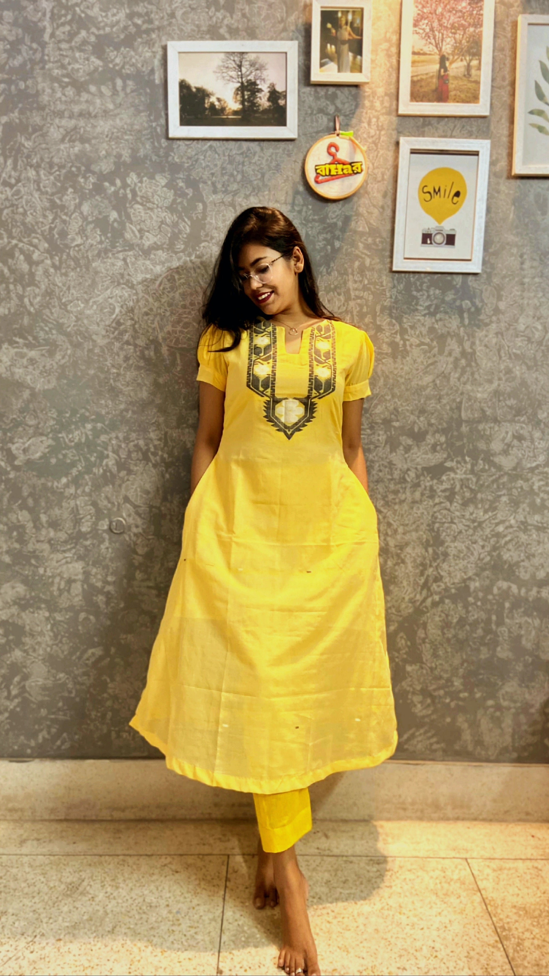 Surjyamukhi - Handloom jamdani cotton dress/ kurta