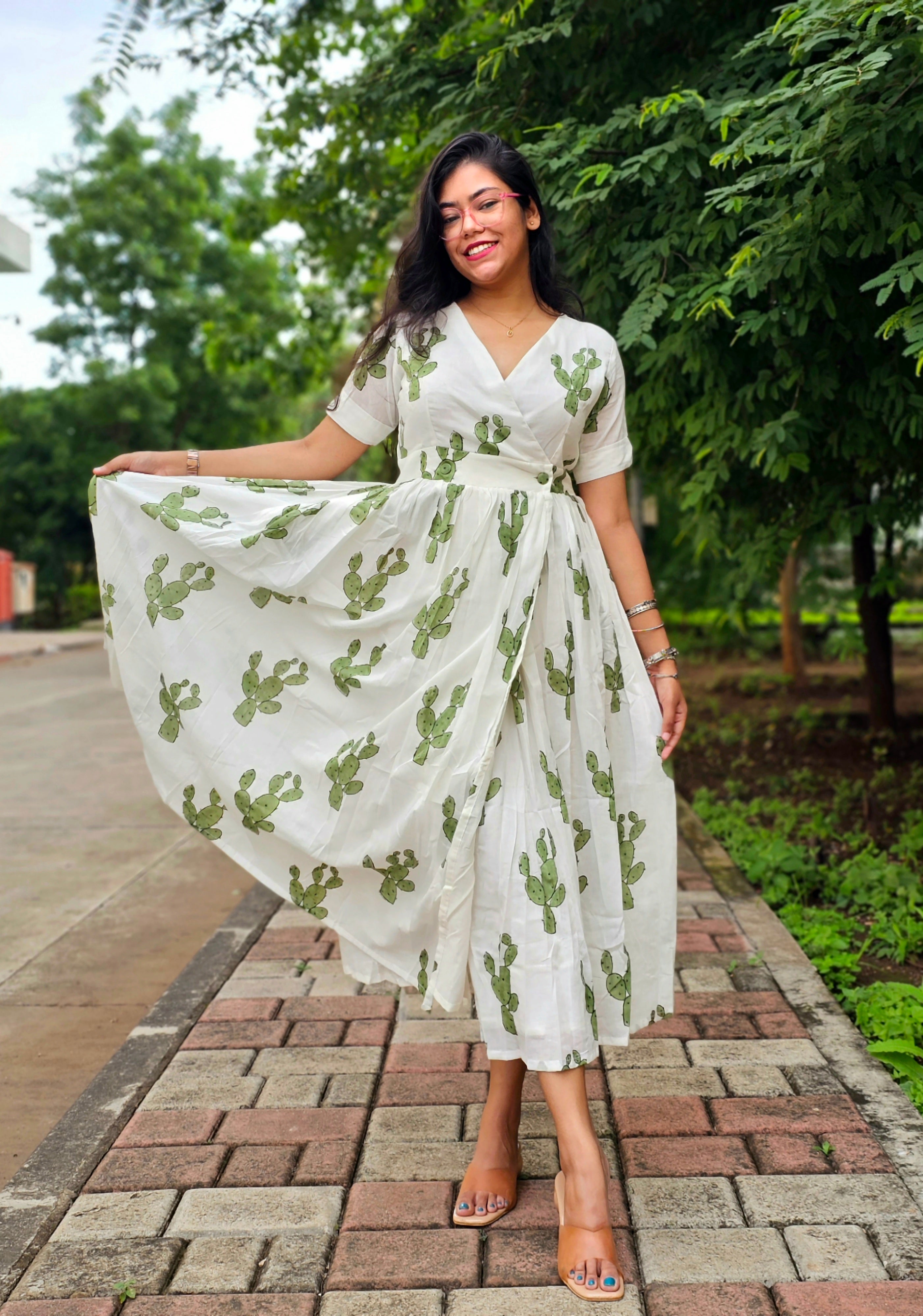Wild Bloom Wrap Dress- Cactus