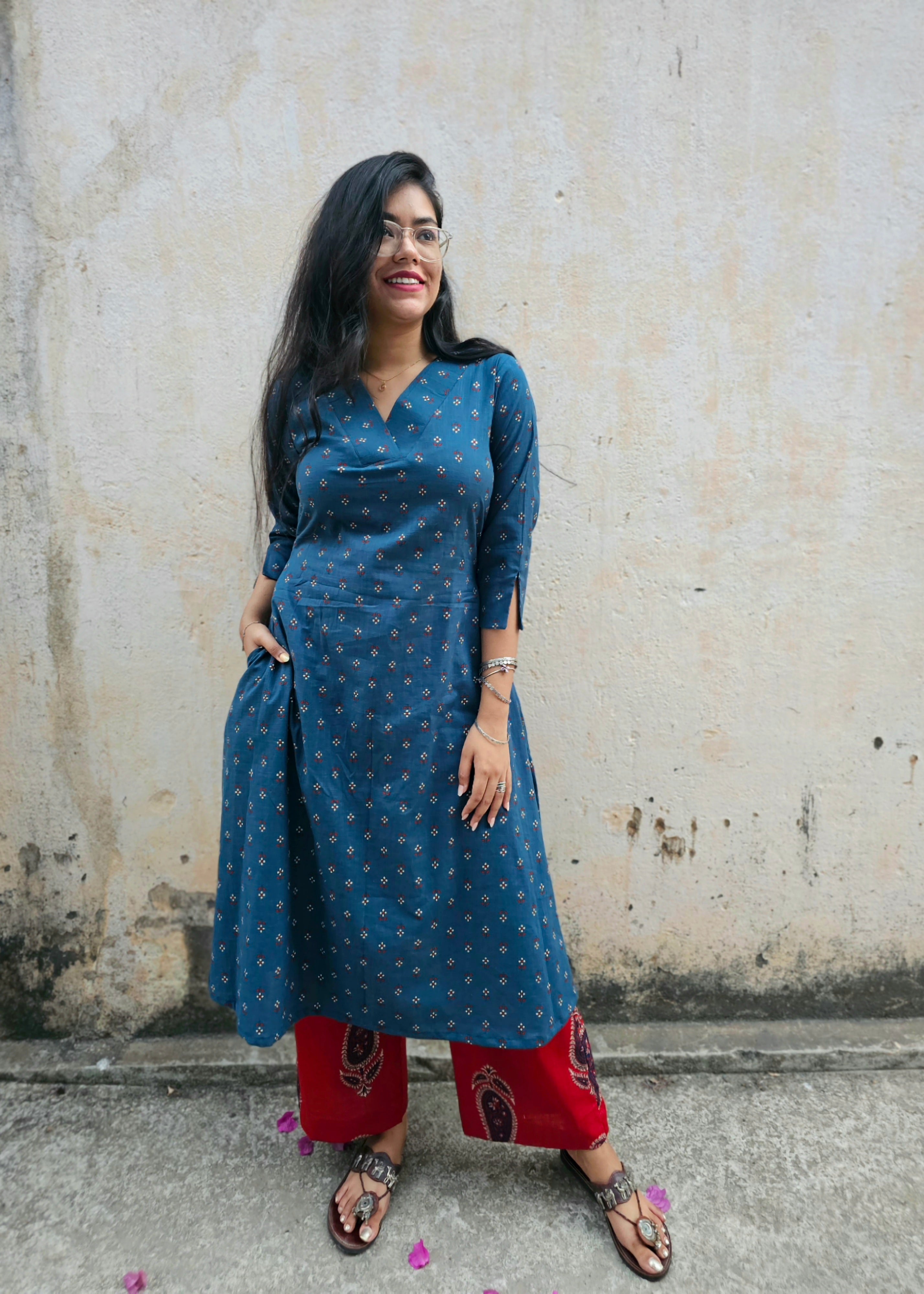 Blue Rust khadi cotton set